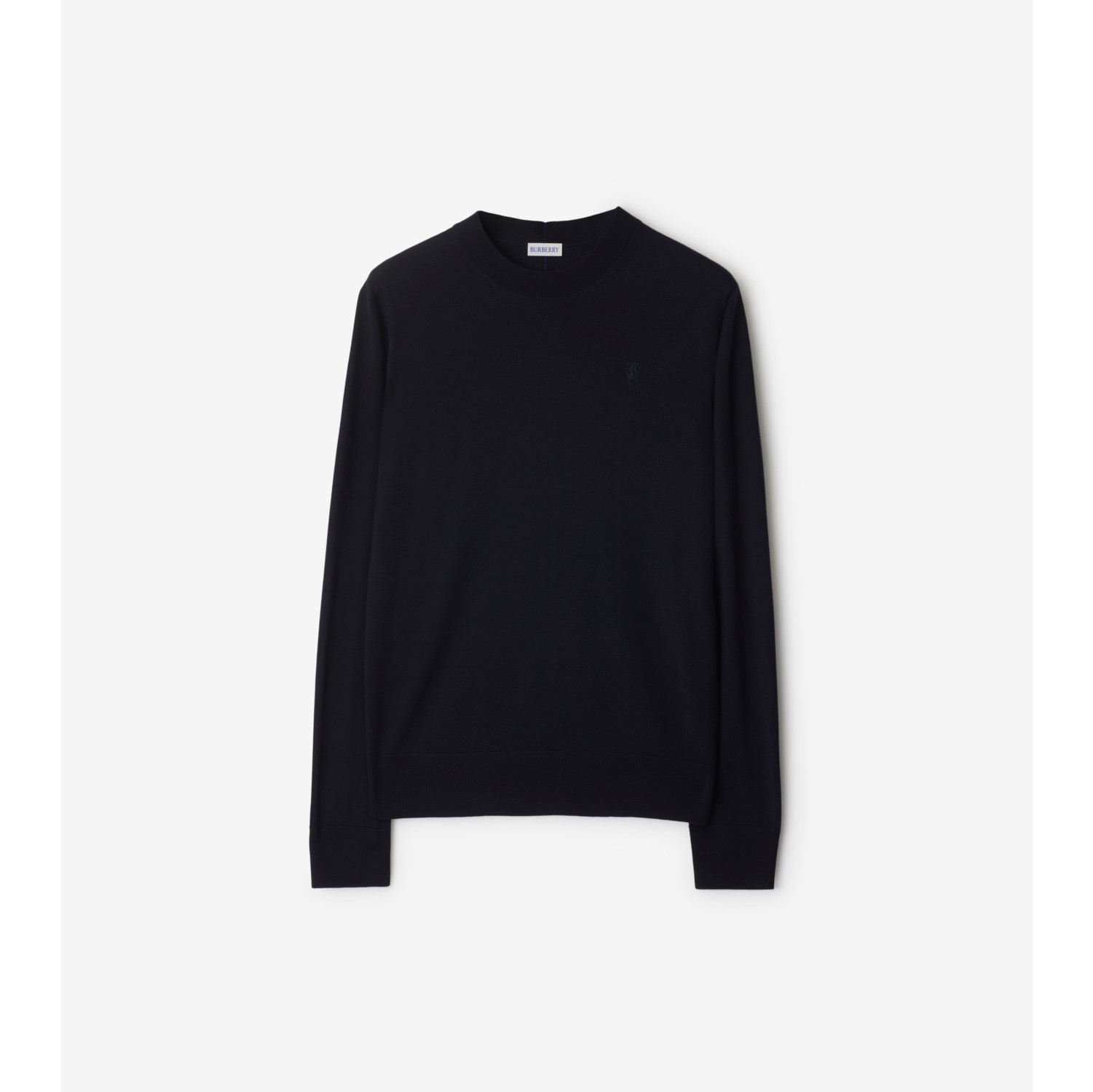 Wool Sweater in Navy Men Burberry Official