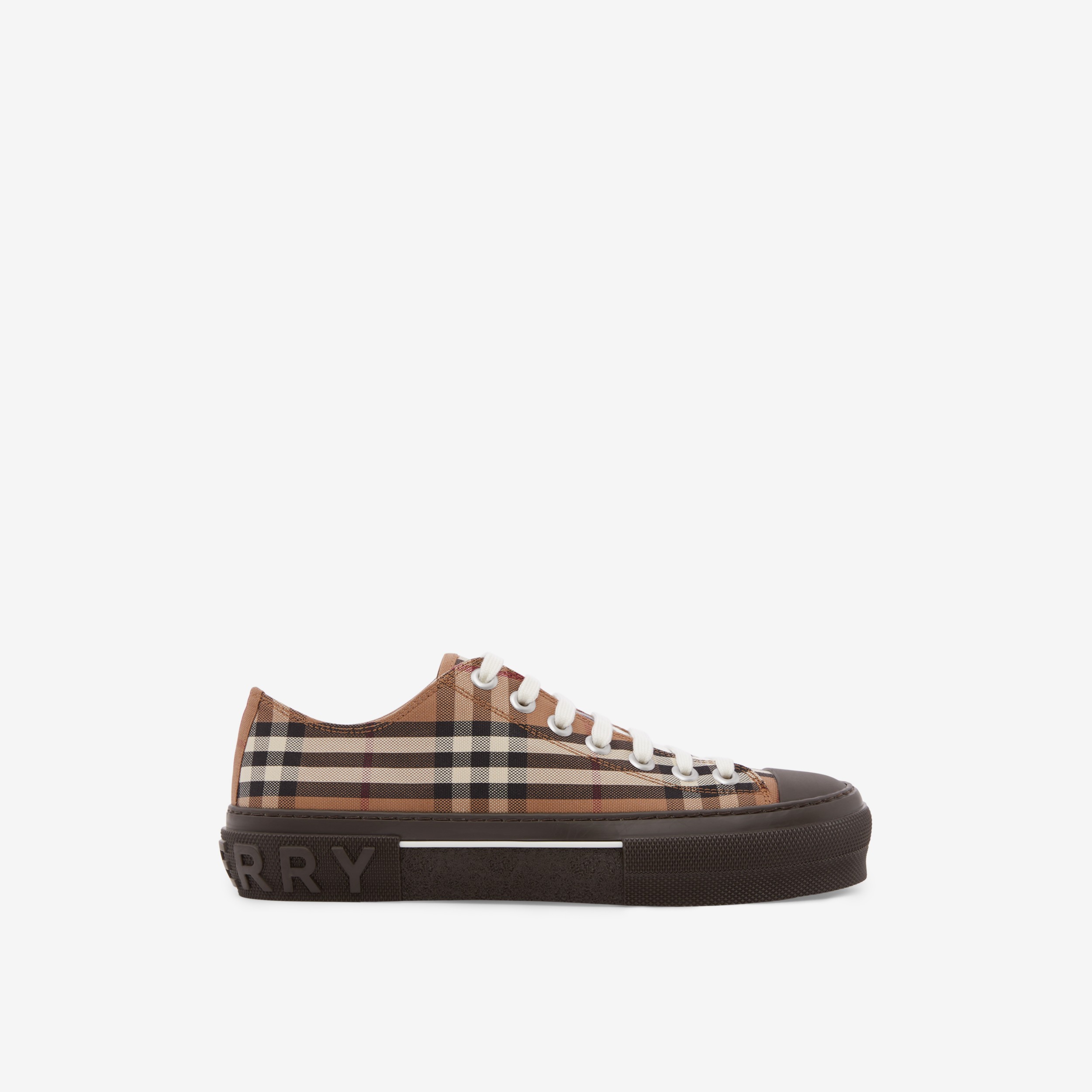 Check Cotton Sneakers in Birch Brown - Women | Burberry® Official