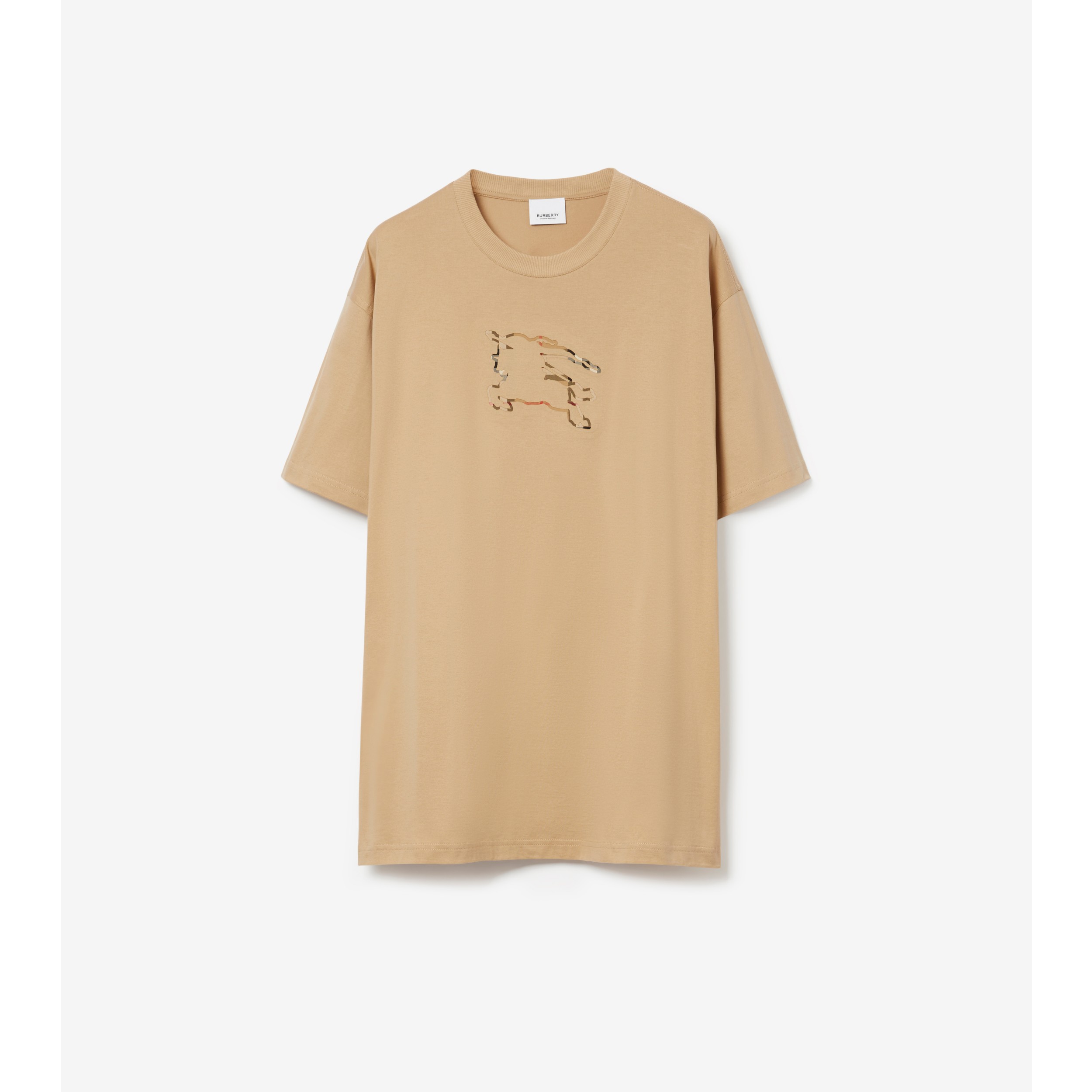 Check EKD Cotton T-shirt in Soft fawn - Men | Burberry® Official