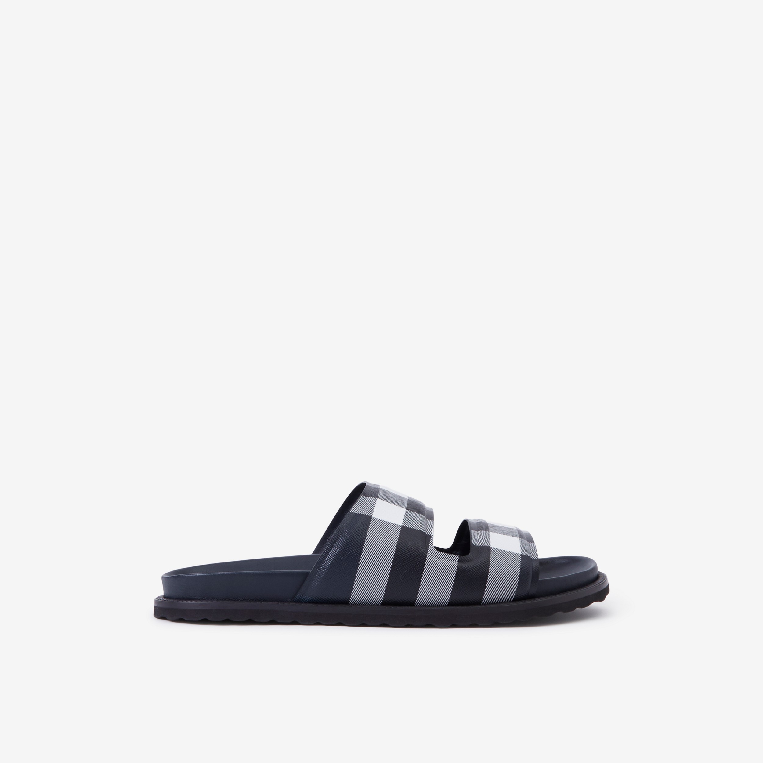 Check Slides in Dark Charcoal Blue - Men | Burberry® Official - 1