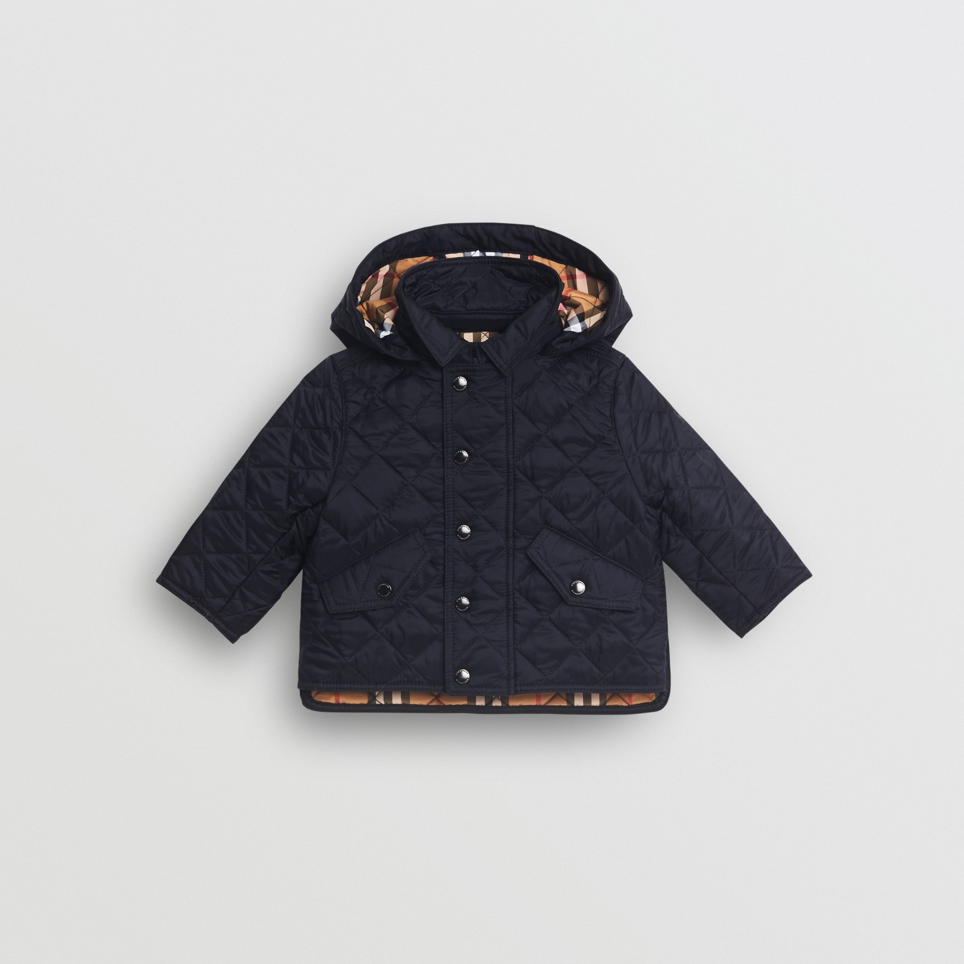 Diamond Quilted Hooded Jacket in Navy Burberry United States