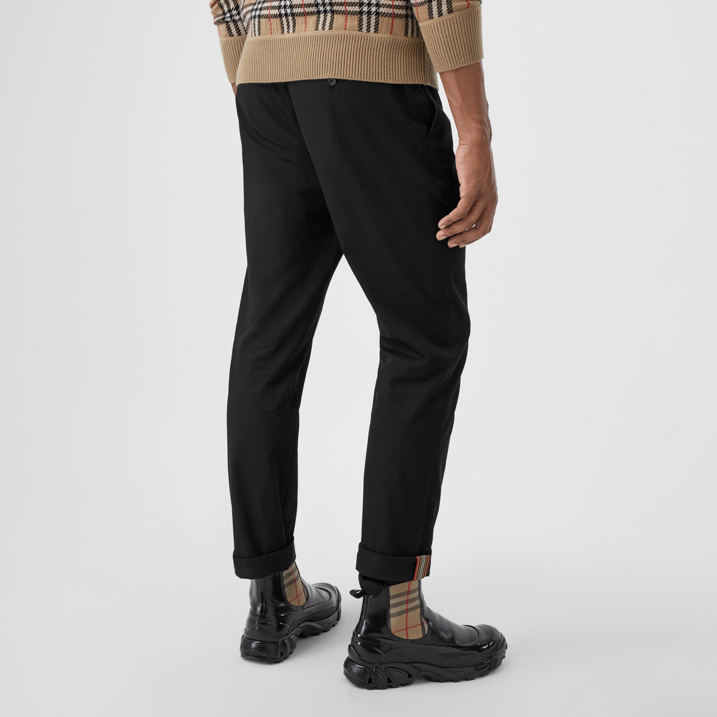 Slim Fit Cotton Chinos in Black - Men | Burberry® Official