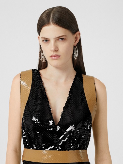 BURBERRY Tape Detail Sequinned Mini Dress