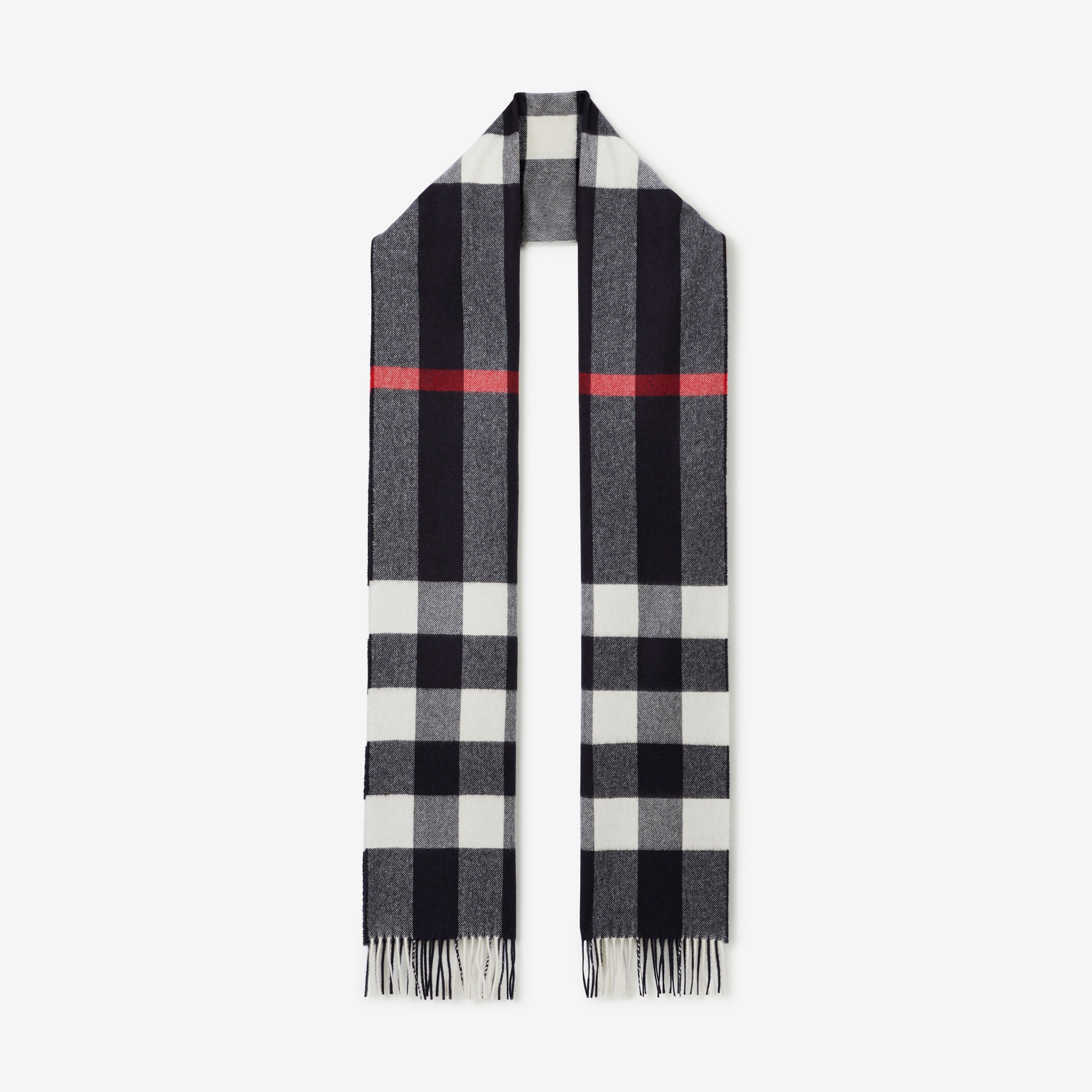 Check Cashmere Scarf in Navy | Burberry® Official - 1