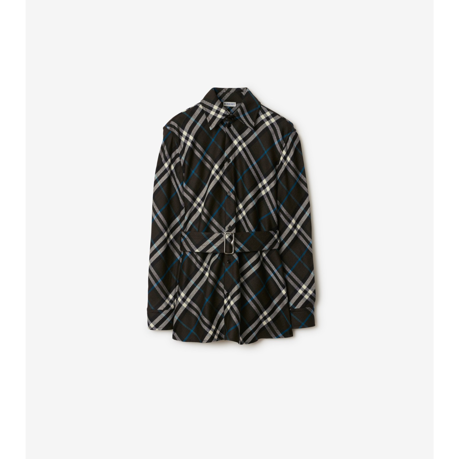 Check Wool Silk Shirt in Snug Women Burberry Official