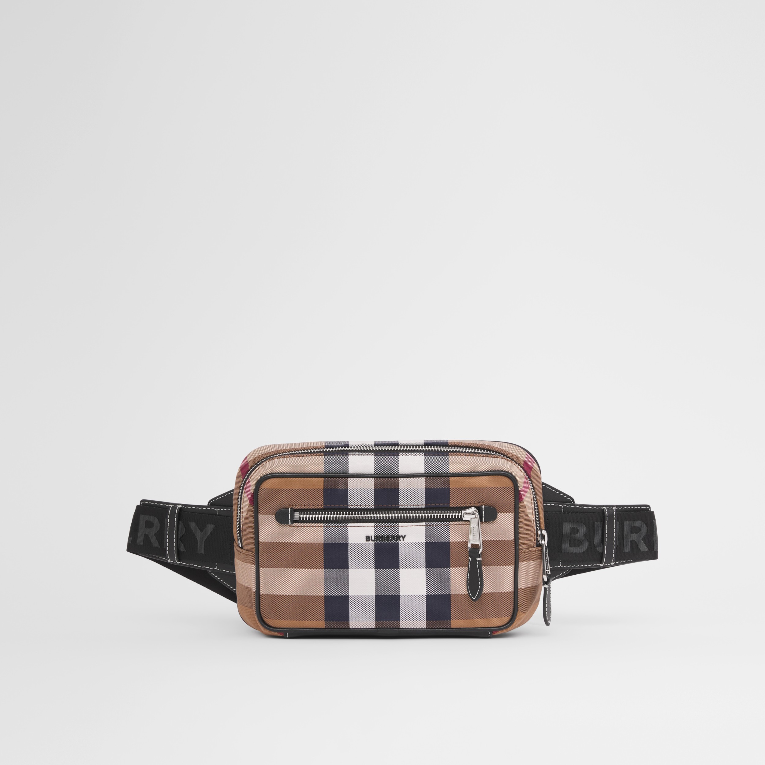 Check Cotton Canvas and Leather Bum Bag in Birch Brown - Men | Burberry ...