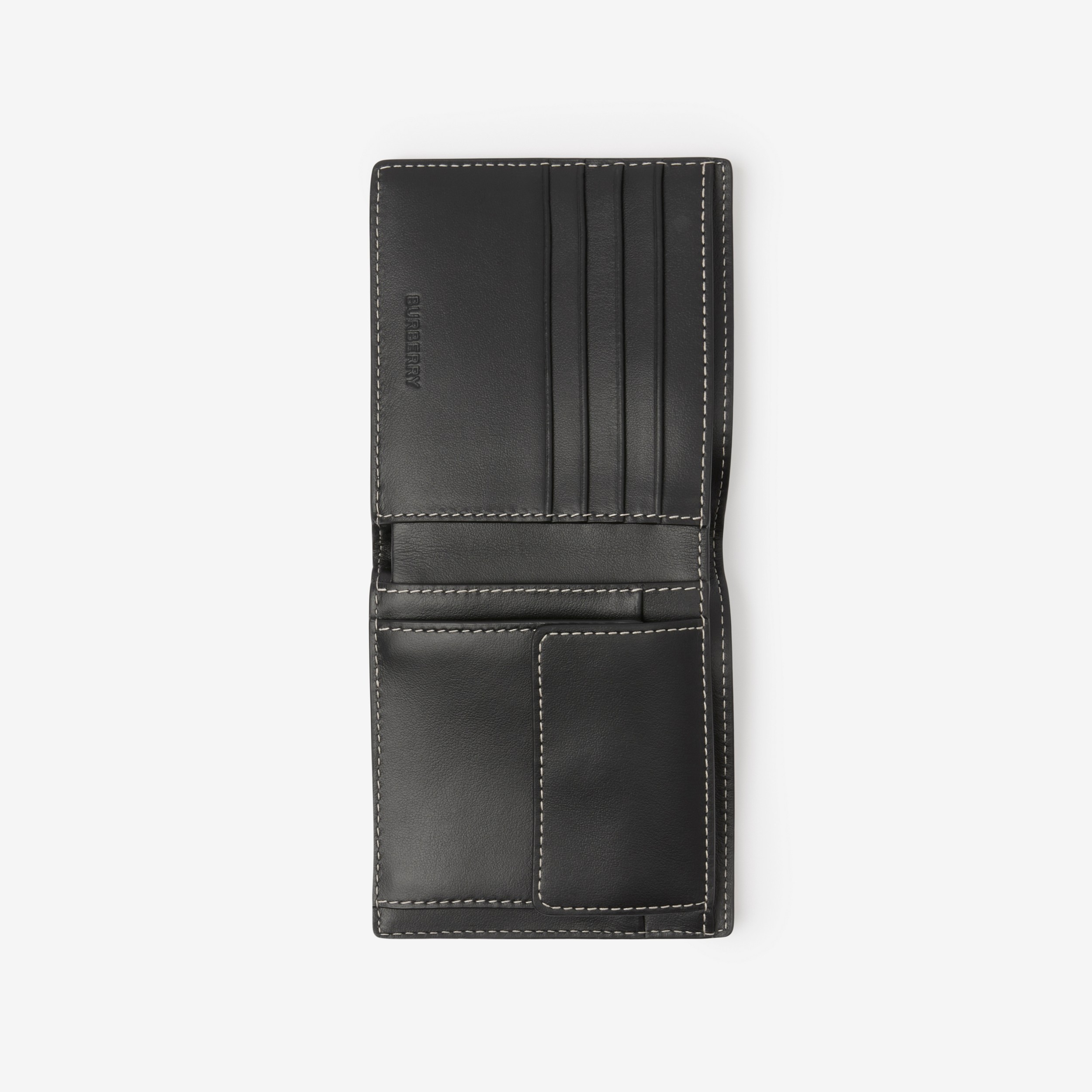 Check and Leather Bifold Coin Wallet in Dark Birch Brown - Men | Burberry® Official - 4