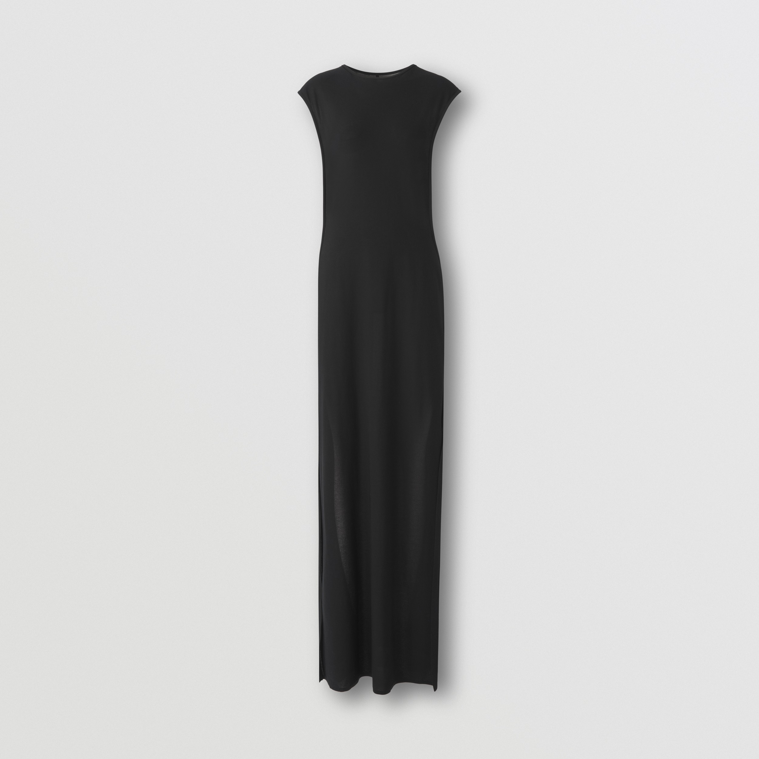 Geometric Detail Stretch Jersey Dress in Black - Women | Burberry® Official - 4