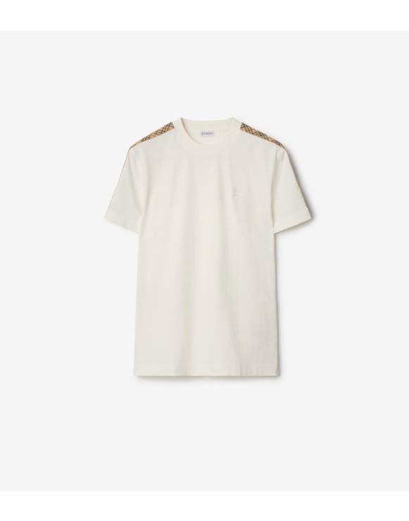 チェックトリム コットンTシャツ