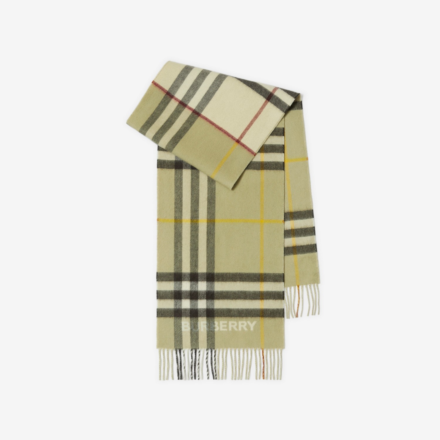 Contrast Check Cashmere Scarf in Stone/hunter | Burberry® Official