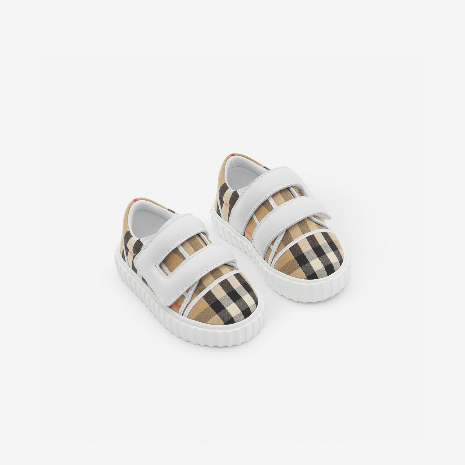 Vintage Check Cotton and Leather Sneakers in Archive Beige - Children | Burberry® Official