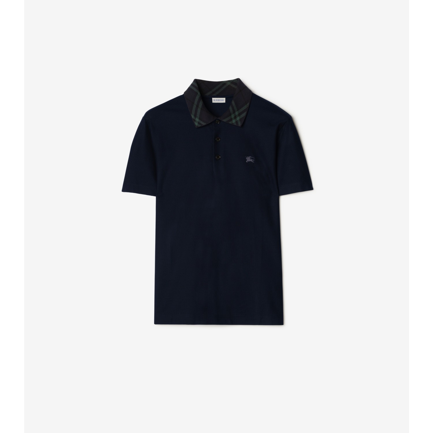Check Collar Cotton Polo Shirt