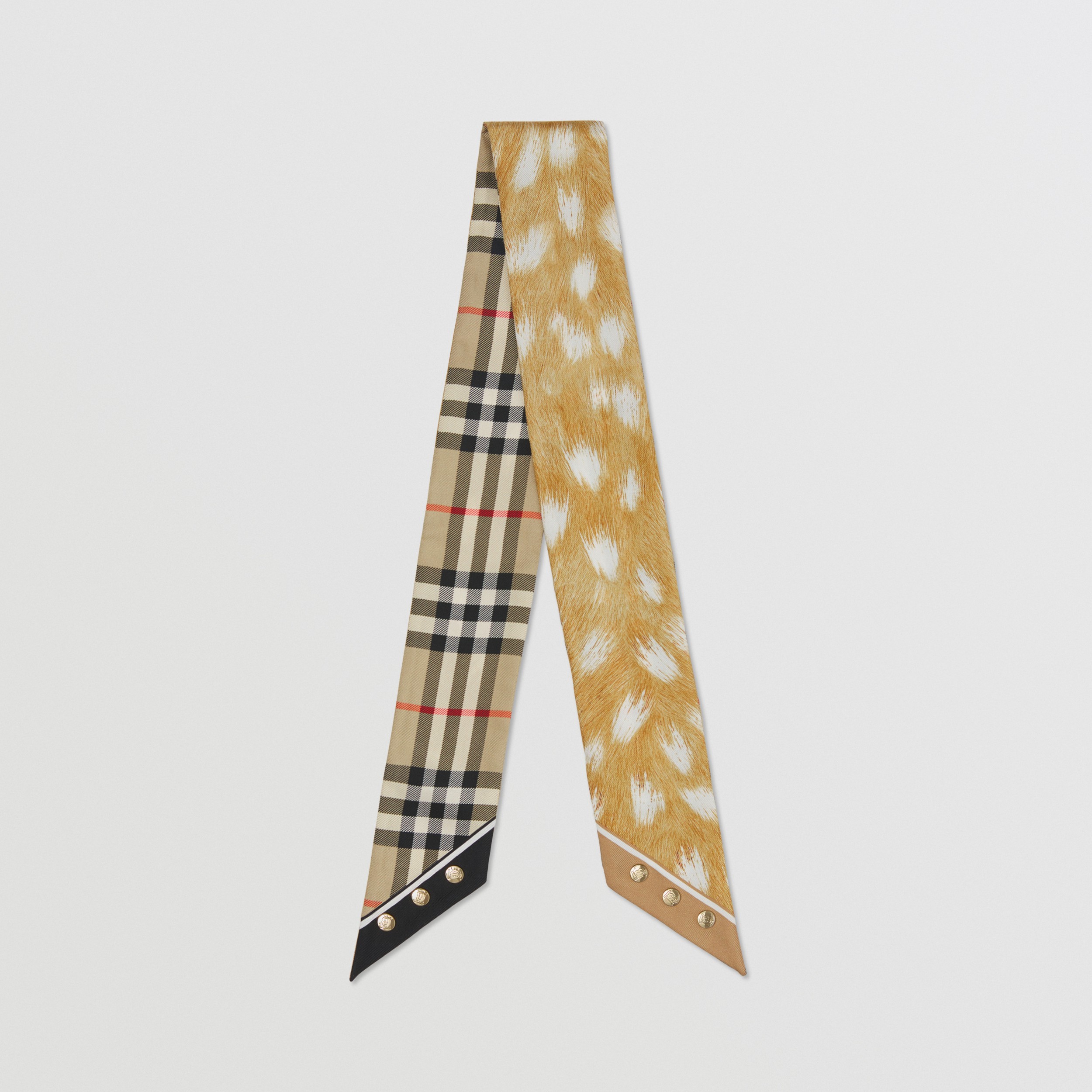 Vintage Check and Deer Print Silk Skinny Scarf in Archive Beige - Women |  Burberry® Official