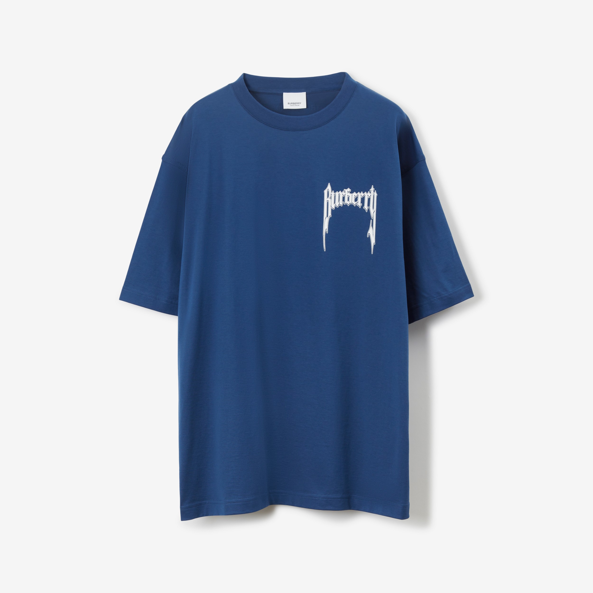Logo Print Cotton T-shirt in Rich Navy - Men | Burberry® Official - 1