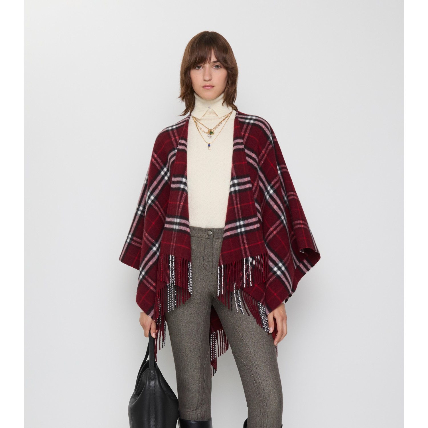 Cape en laine et cachemire Check