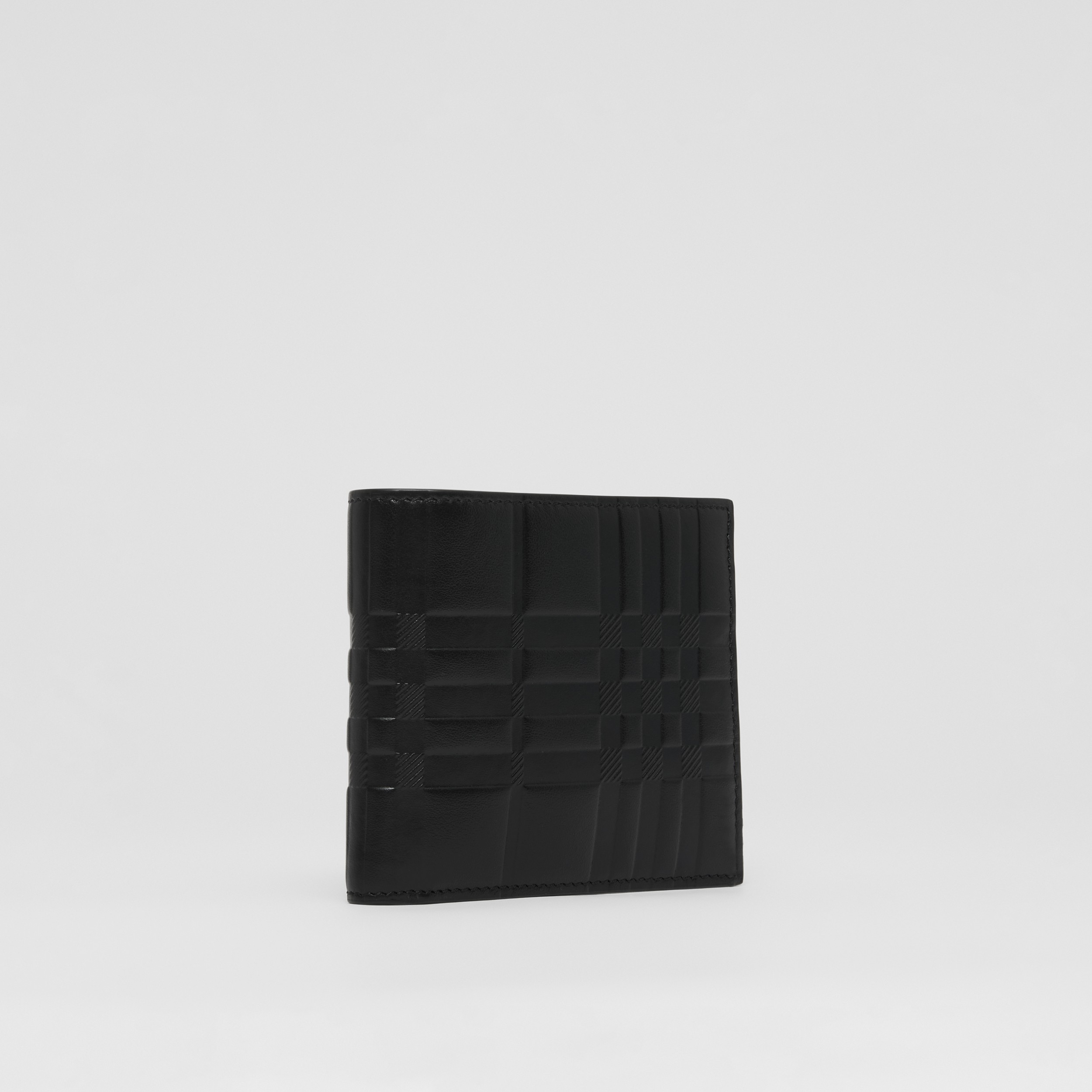 Embossed Check Leather International Bifold Wallet in Black - Men | Burberry® Official - 4