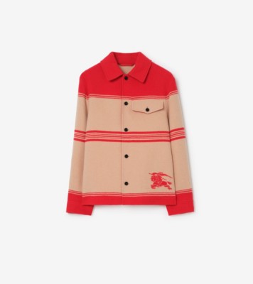 Striped Wool Nylon Jacket in Crayon red - Men | Burberry® Official