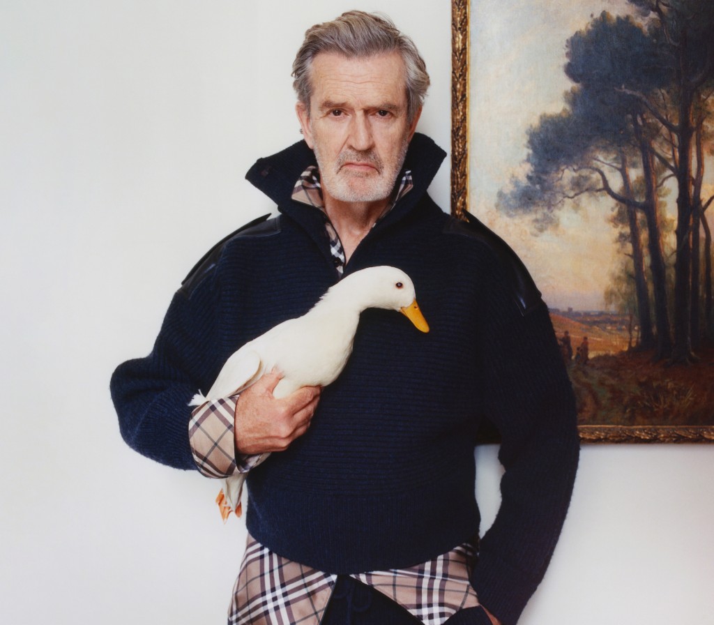 Shot of Rupert Evertt wearing Burberry jumper over a Burberry Check Shirt