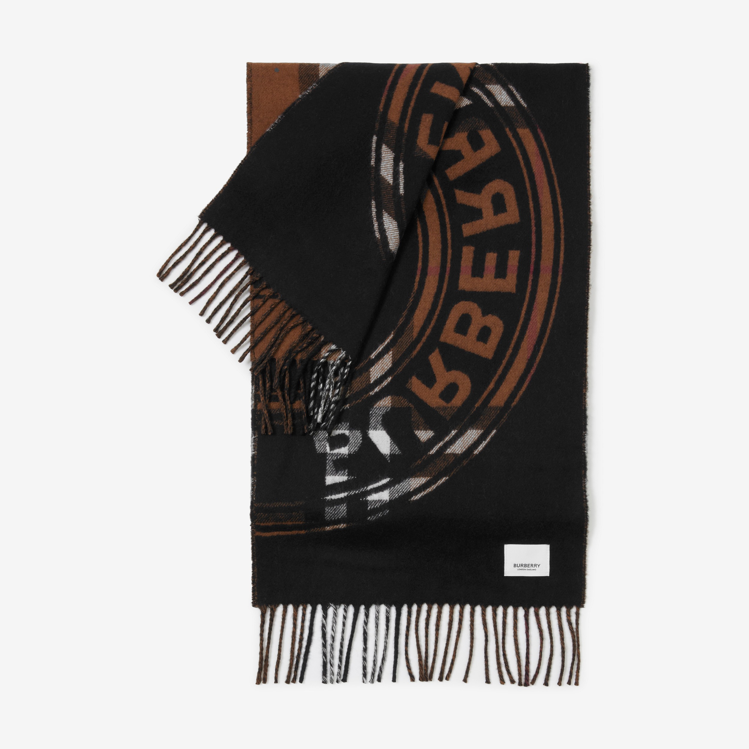 Montage Print Cashmere Scarf in Dark Birch Brown | Burberry® Official - 3