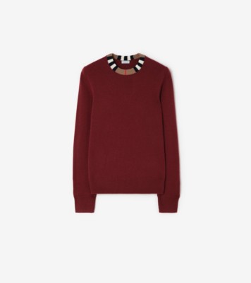 Icon Stripe Trim Wool Cashmere Sweater Carmine ®