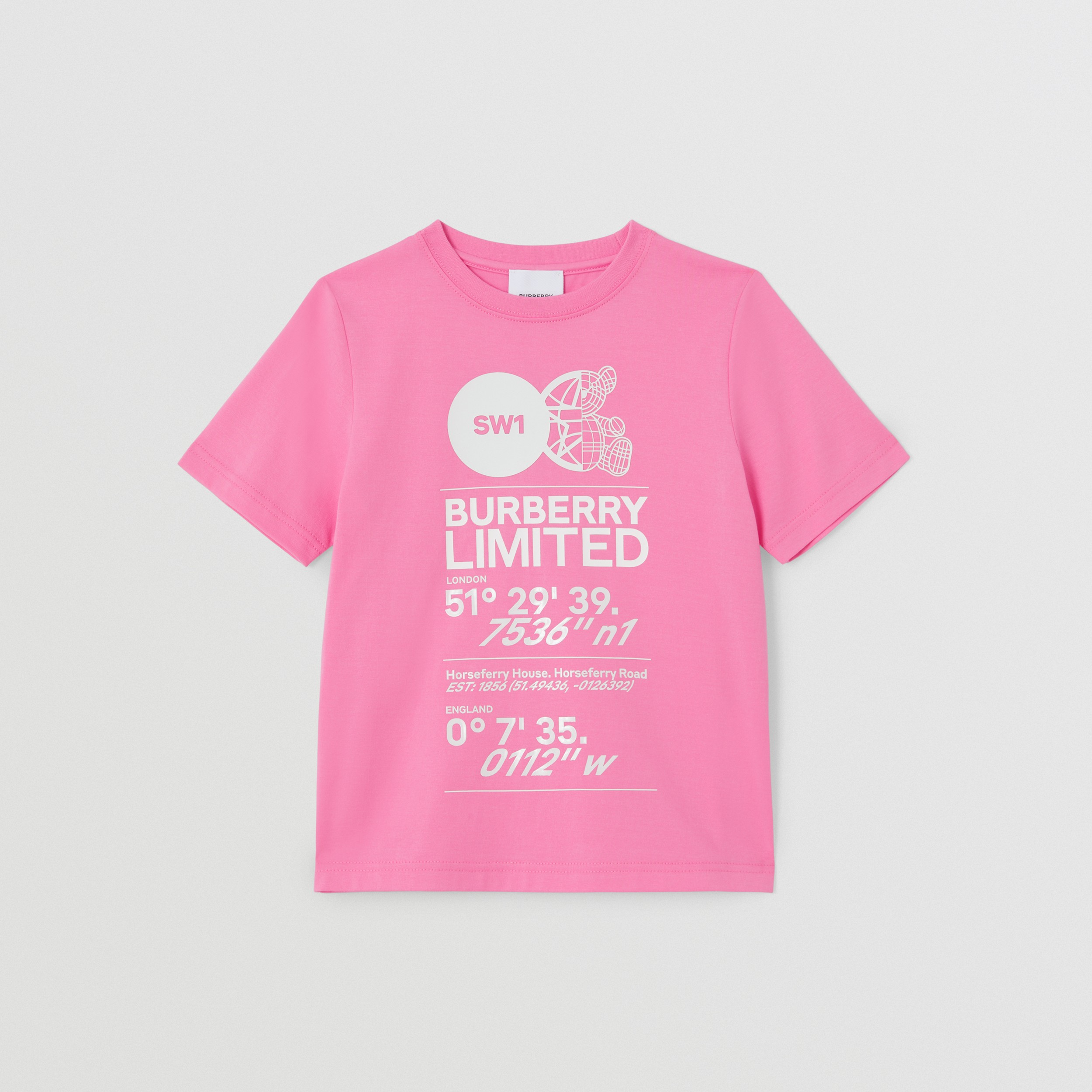Montage Print Cotton T-shirt in Bubblegum Pink | Burberry® Official - 1
