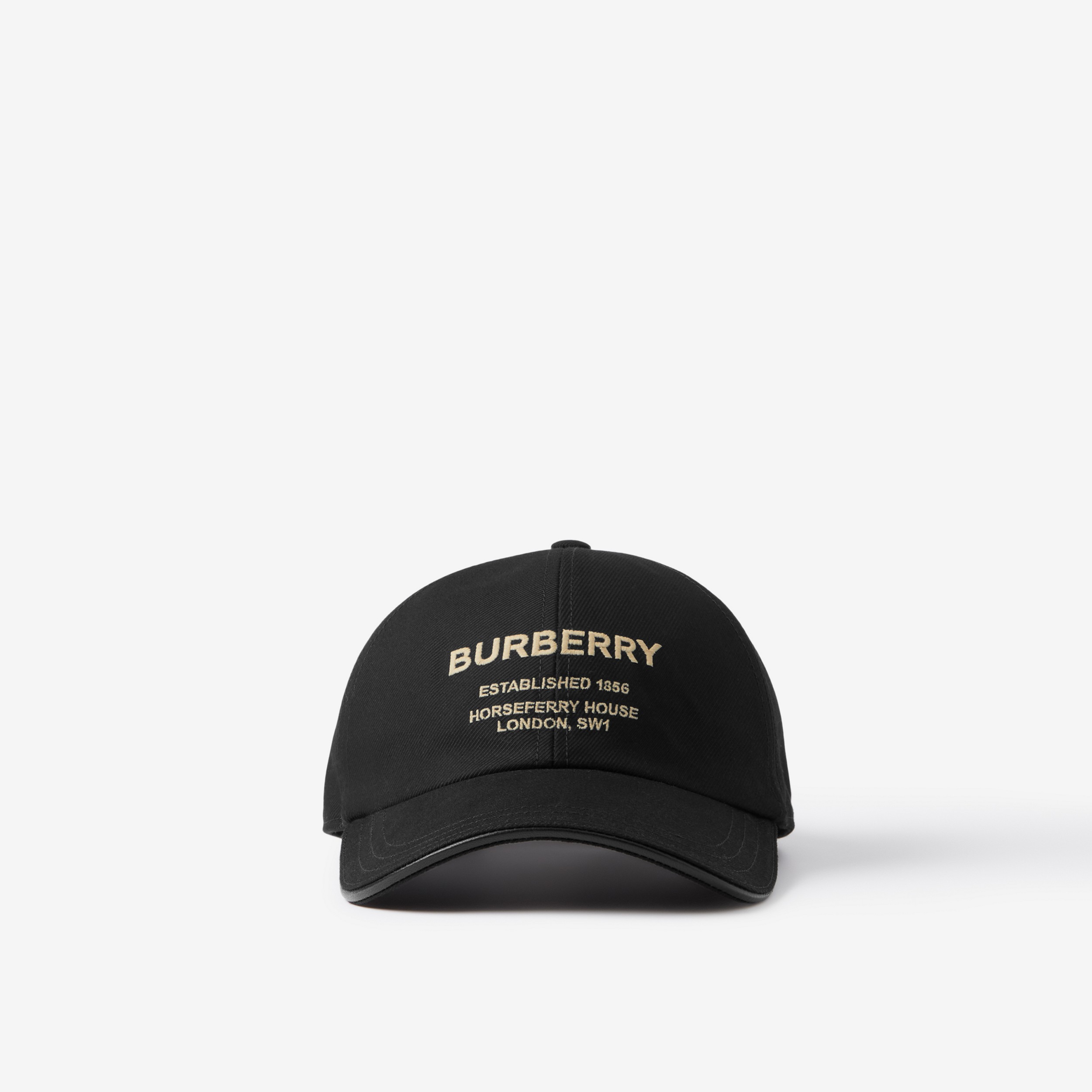 Horseferry 装饰棉质斜纹棒球帽(黑色/ 米色) | Burberry® 博柏利官网
