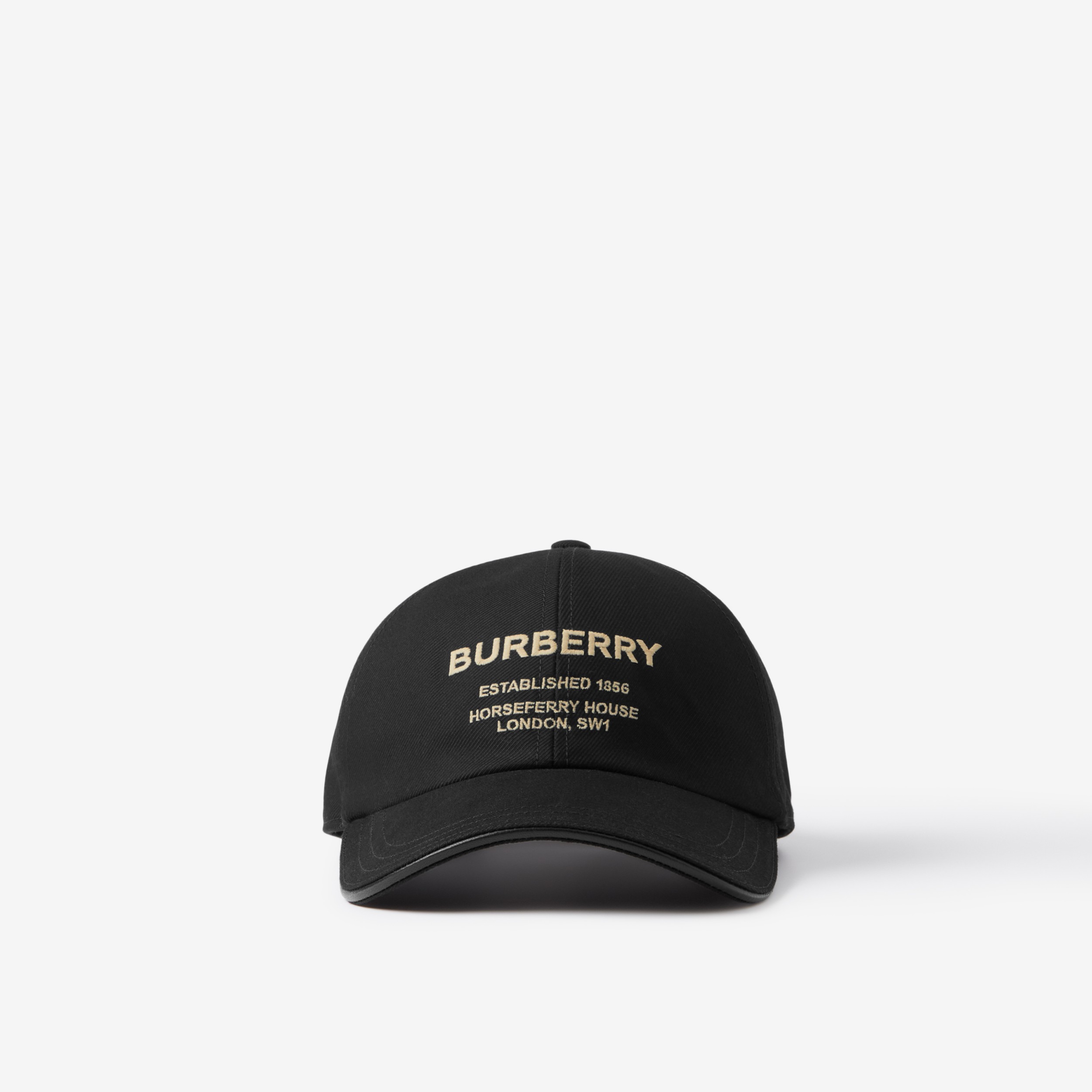 Horseferry Motif Cotton Twill Baseball Cap in Black/beige | Burberry®  Official