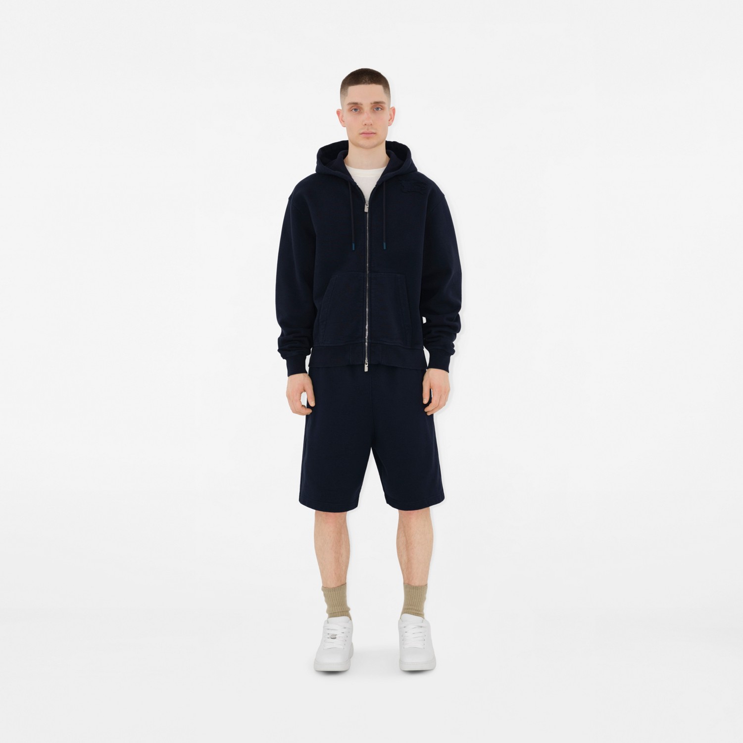Cotton Zip Hoodie in Navy - Men | Burberry® Official Cotton Zip Hoodie in Navy - Men | Burberry® Official