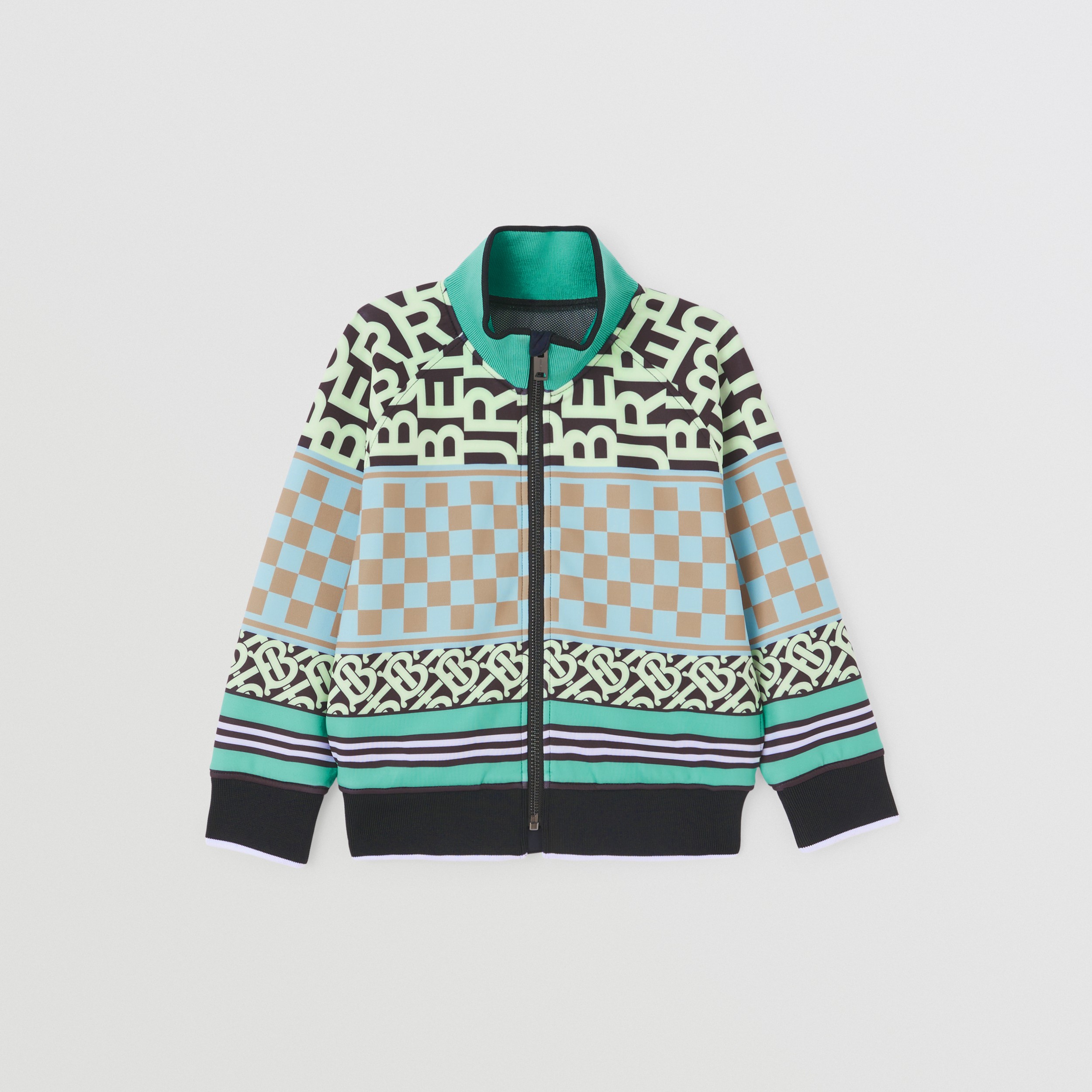 Montage Print Stretch Jersey Track Top in Jade Blue | Burberry® Official