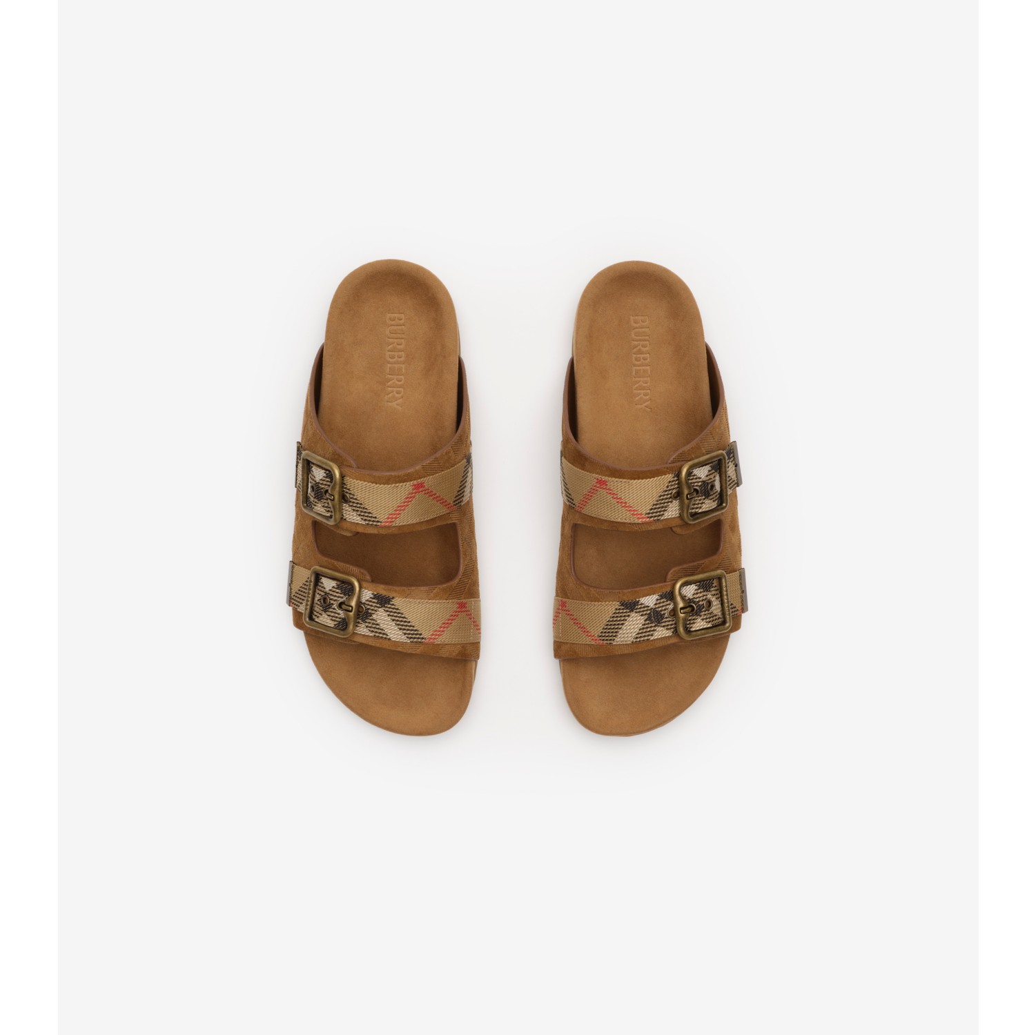 Check Suede Urchin Sandals in Jute beige - Women | Burberry® Official