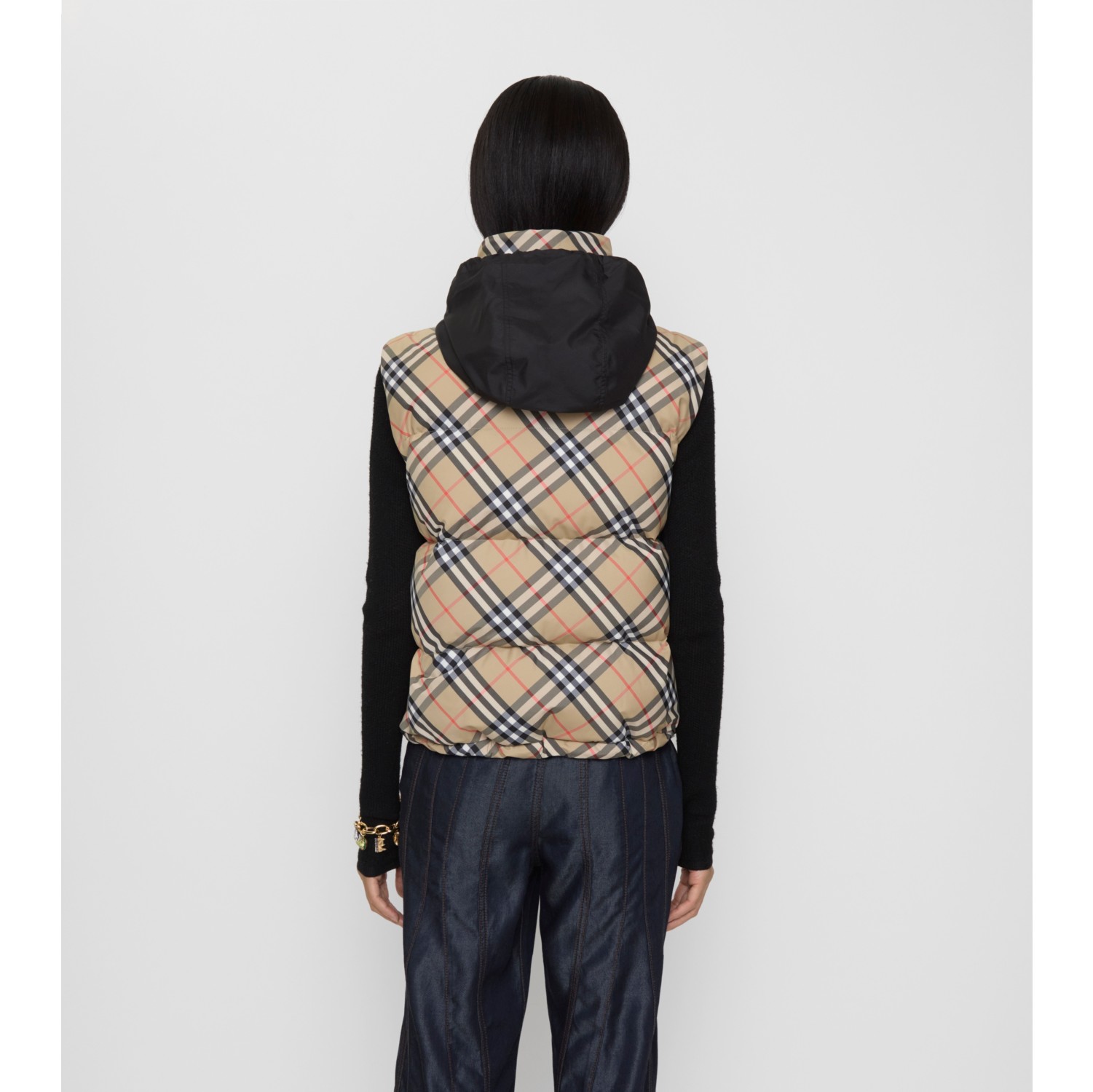 Check Puffer Gilet in Sand beige - Women | Burberry® Official