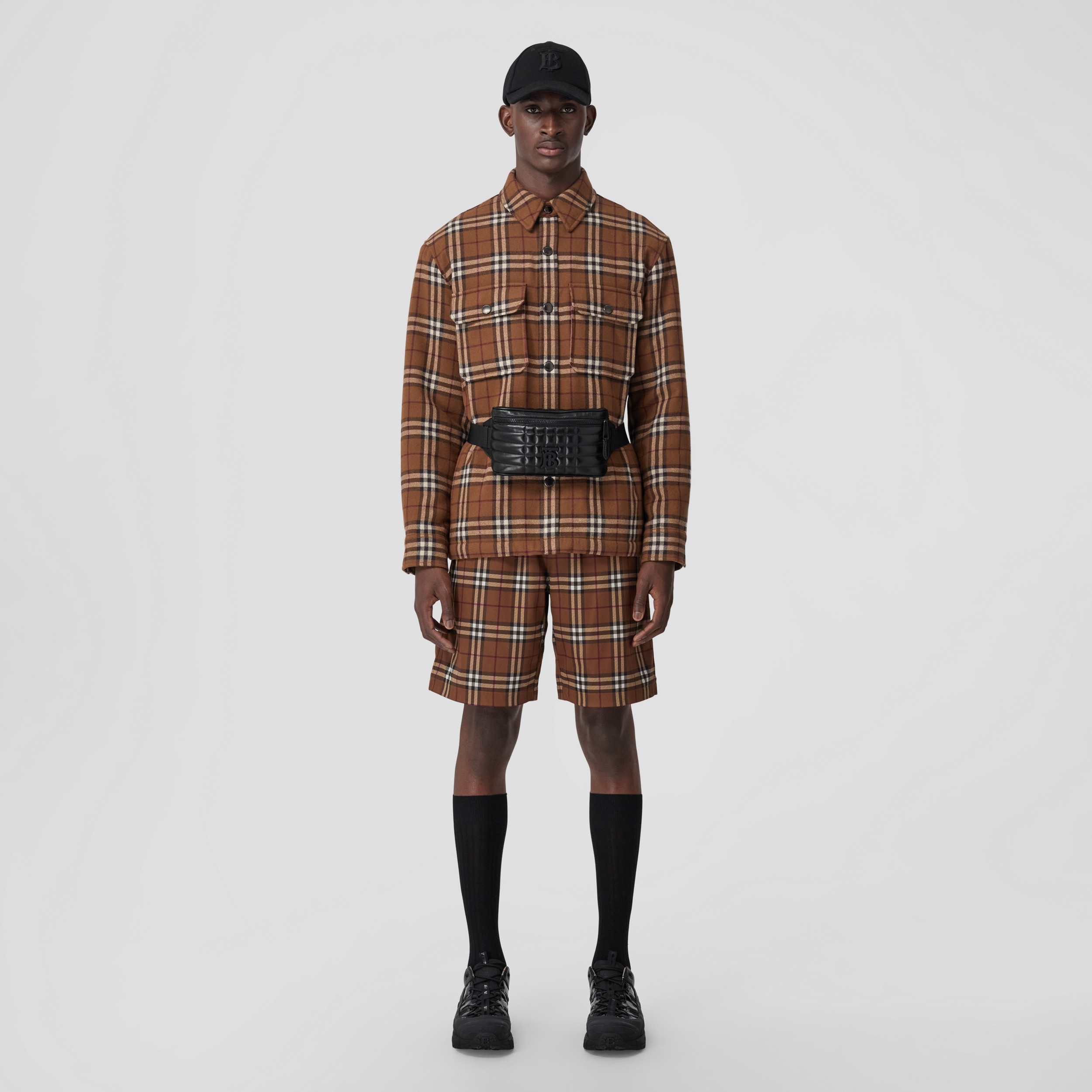Vintage Check Wool Cotton Overshirt in Birch Brown - Men | Burberry® Official - 1