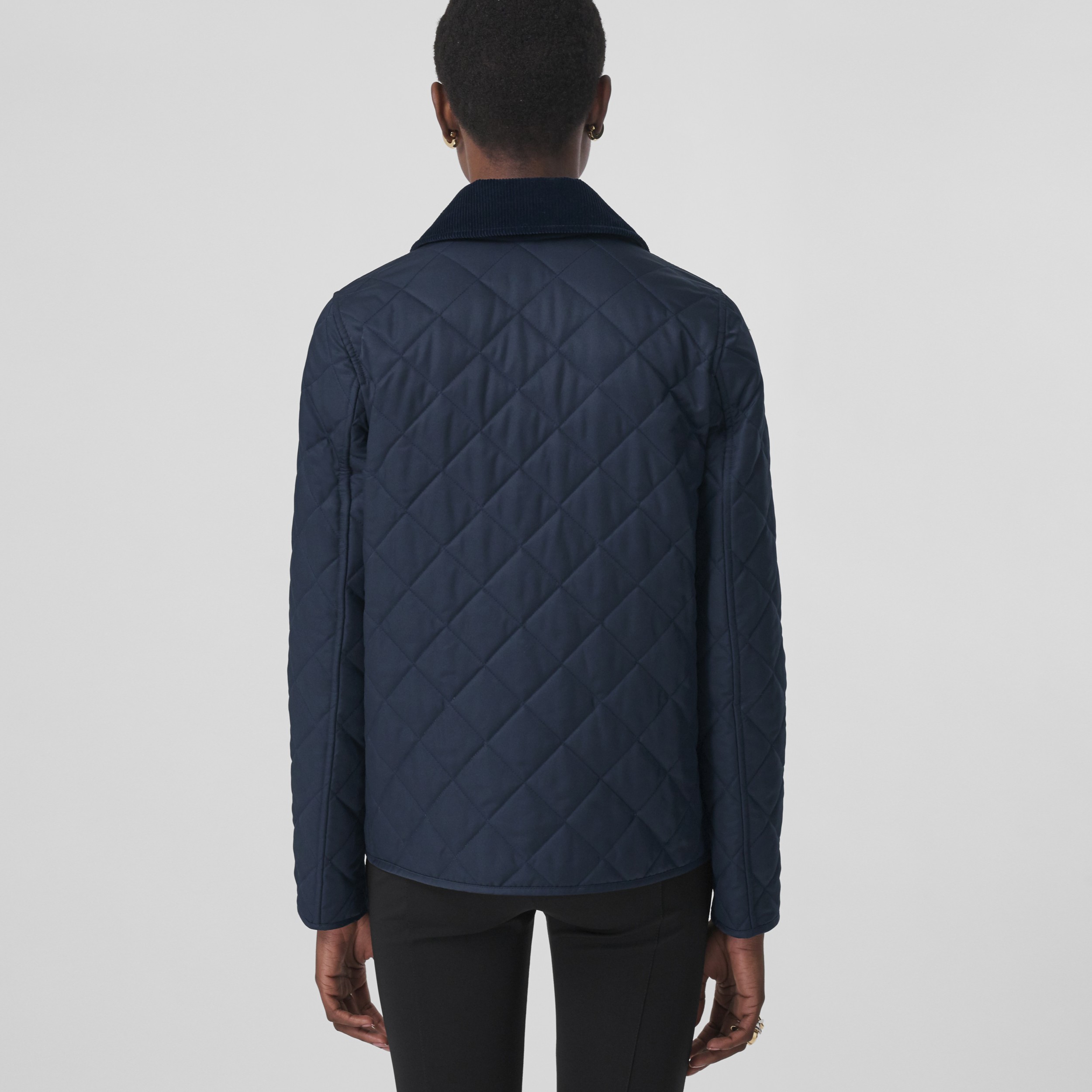 Corduroy Collar Diamond Quilted Jacket in Midnight Women Burberry