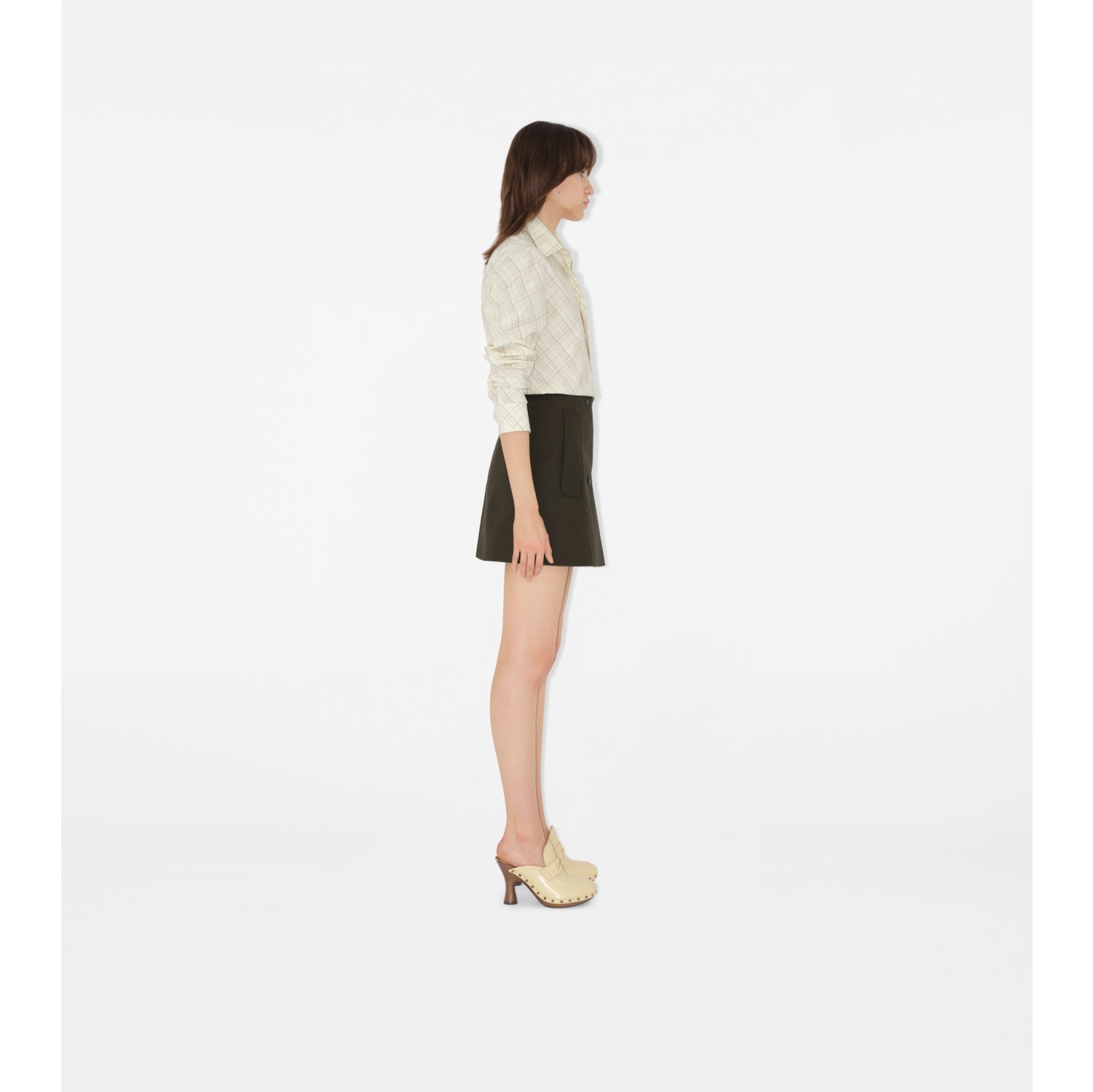 Bonded Gabardine Trench Mini Skirt