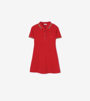 Check Trim Cotton Polo Shirt Dress Bright ®