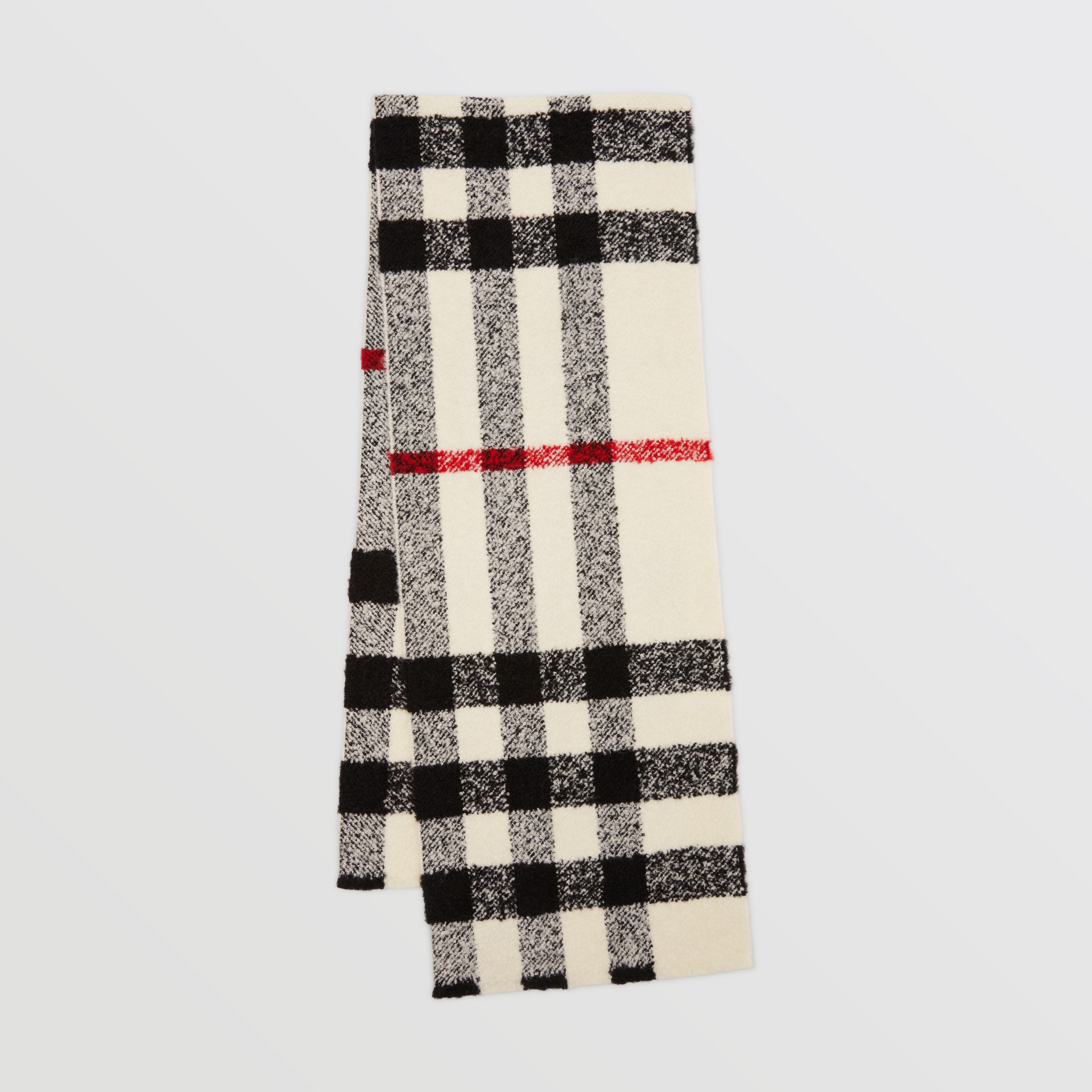 Cachecol de cashmere, lã e seda bouclé com estampa xadrez (Branco Natural) | Burberry® oficial - 1