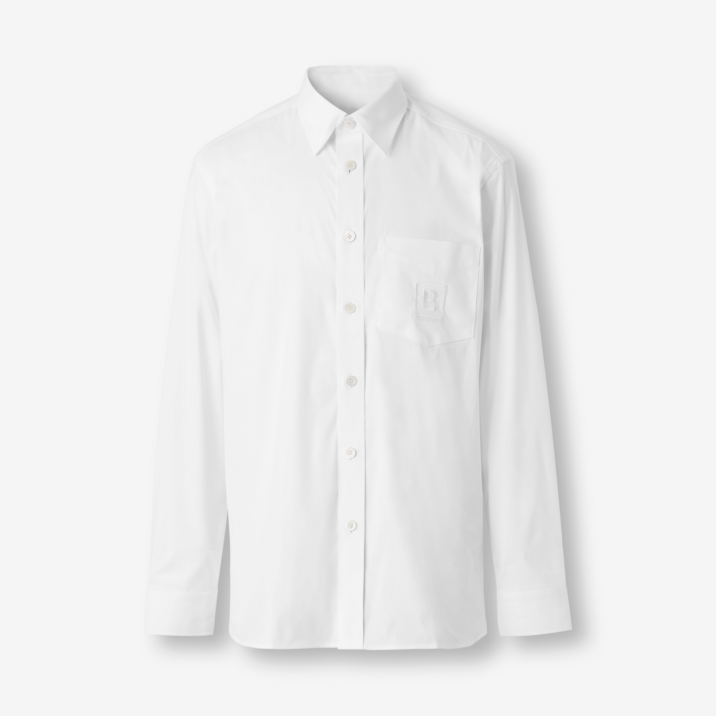 Letter Graphic Technical Cotton Shirt in White - Men | Burberry® Official - 1