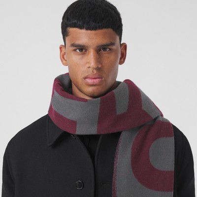 logo wool jacquard scarf