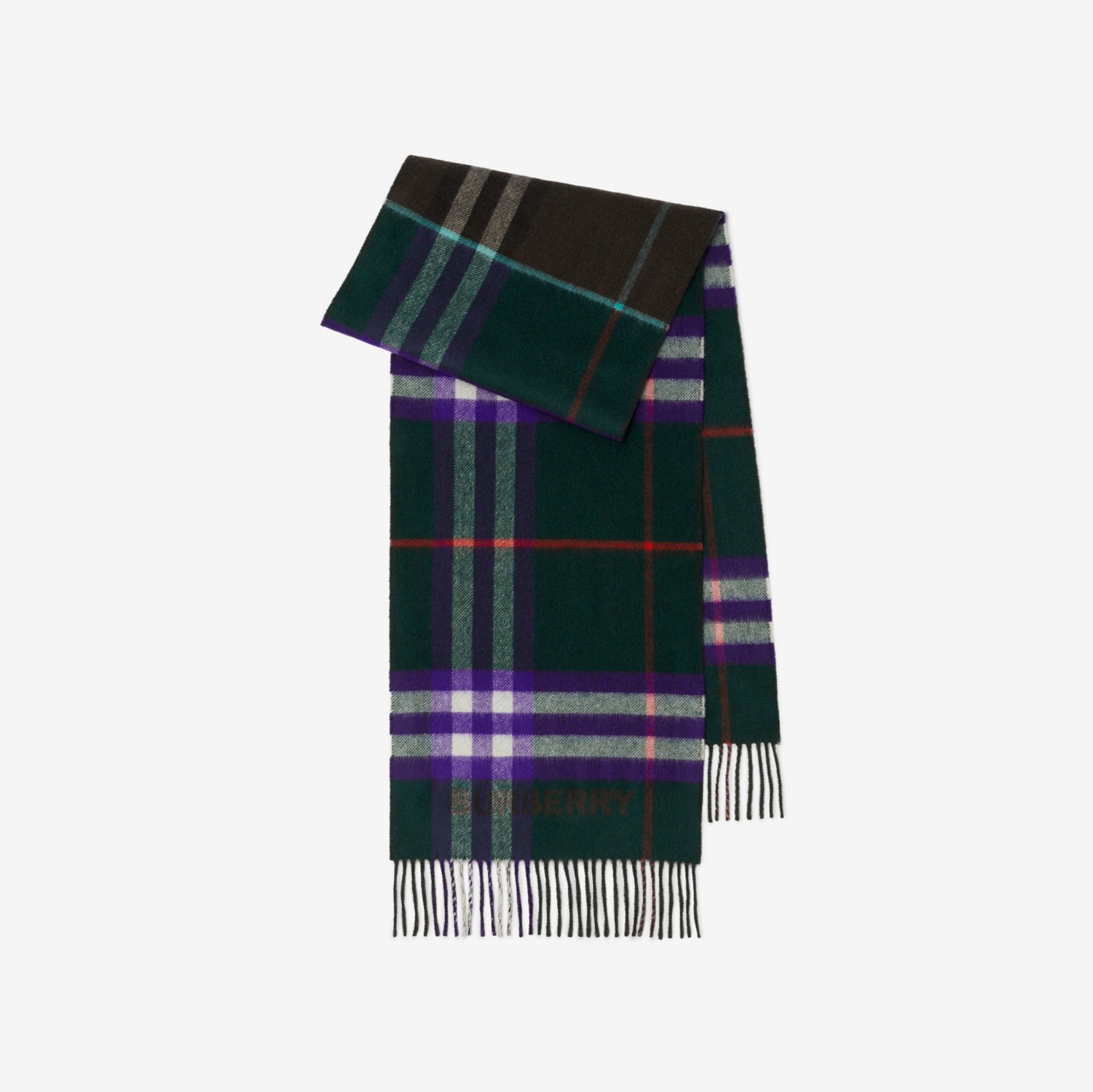 Contrast Check Cashmere Scarf in Otter/vine | Burberry® Official