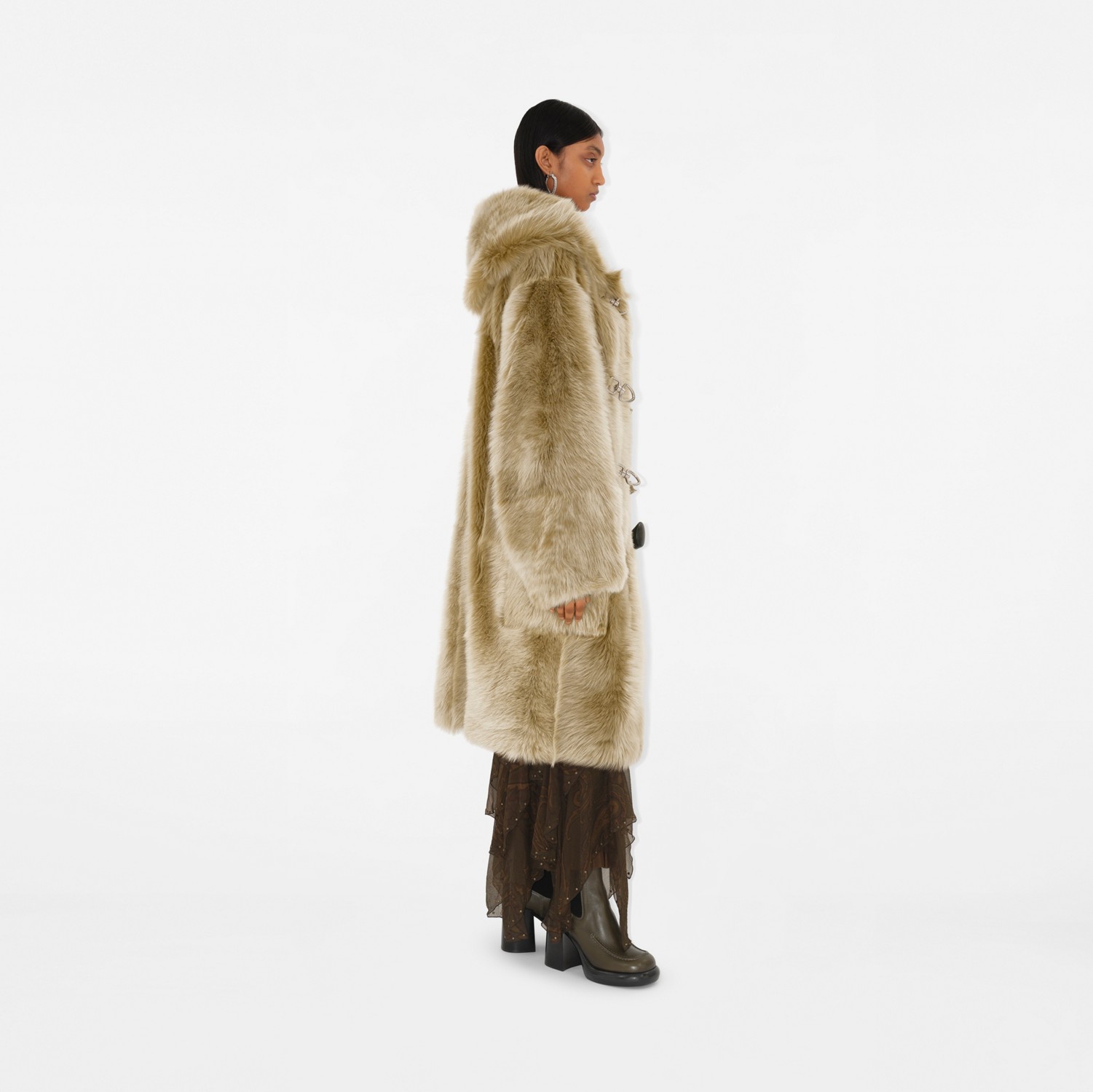 Shearling Duffle Coat in Linden - Women | Burberry® Official Shearling Duffle Coat in Linden - Women | Burberry® Official