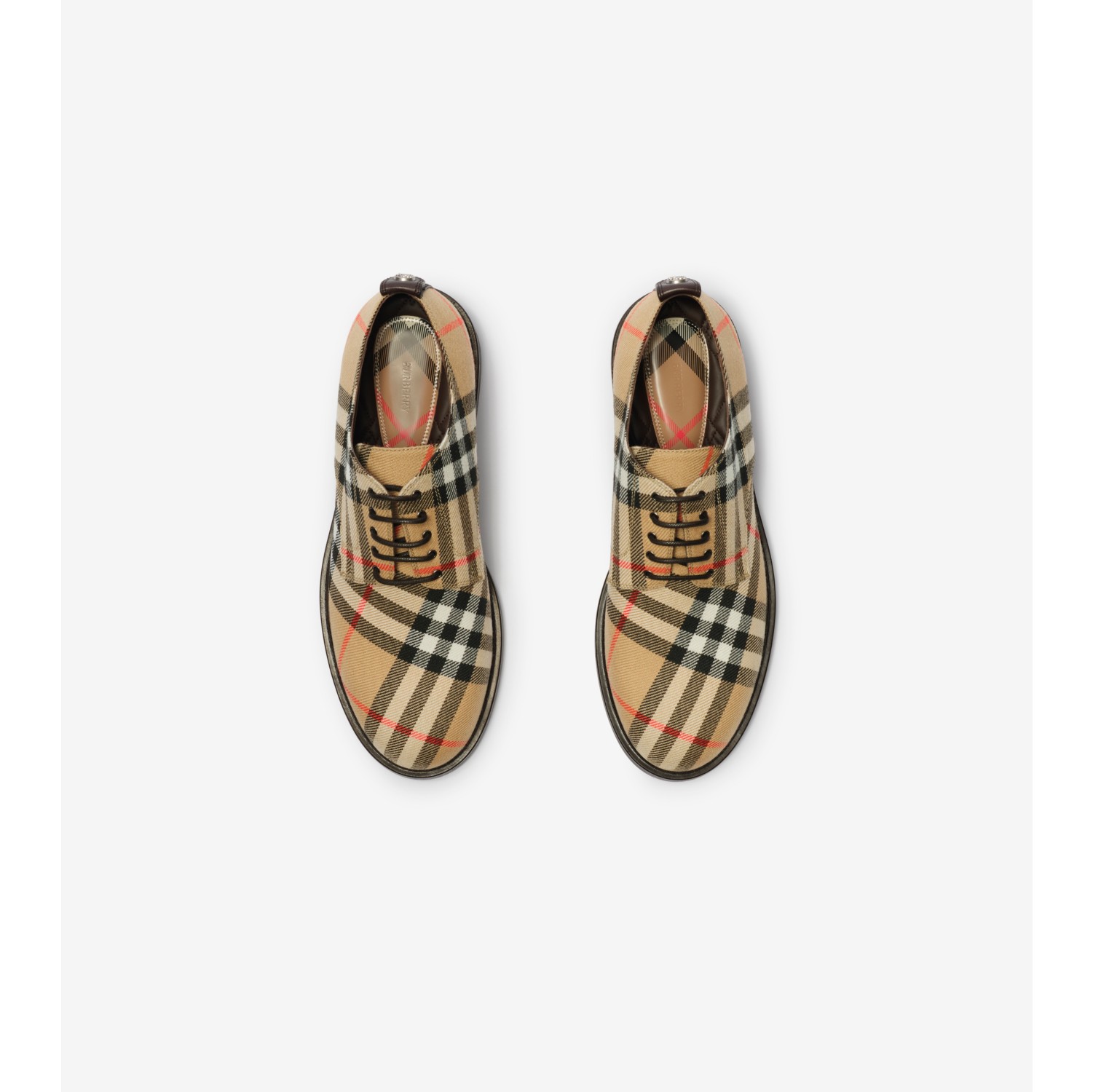 Check Pembroke Derby Shoes in Sand beige - Men | Burberry® Official