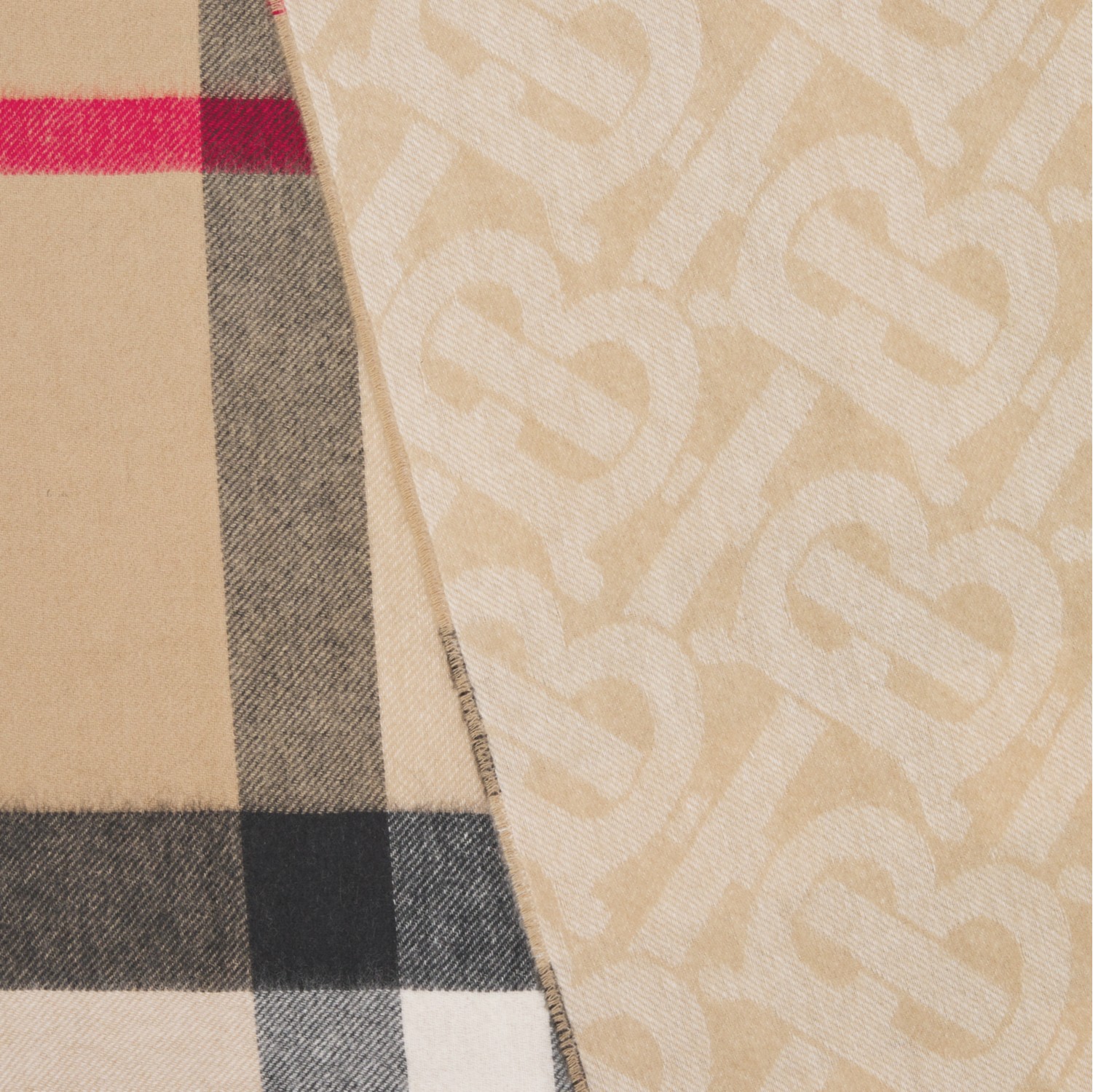 Reversible Check and Monogram Cashmere Scarf in Archive Beige | Burberry® Official