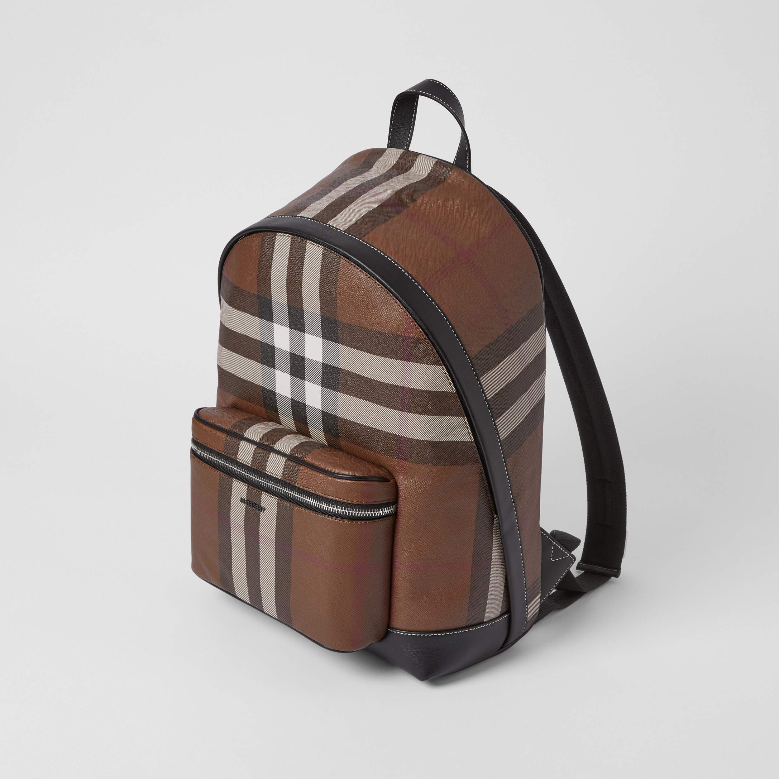 Exaggerated Check and Leather Backpack in Dark Birch Brown | Burberry® Official - 4