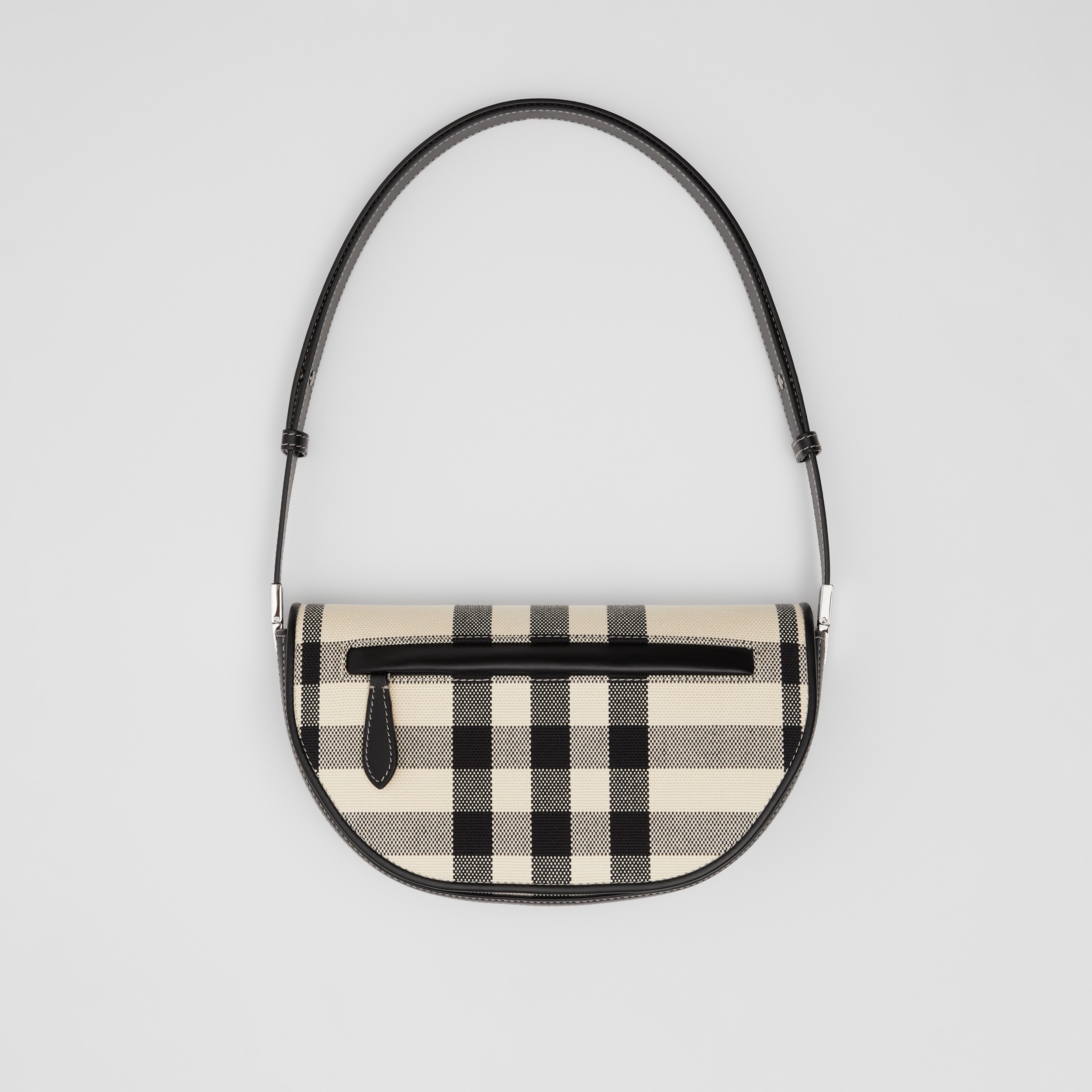 Check Canvas and Leather Small Olympia Bag in Buttermilk Beige/black - Women | Burberry® Official - 1
