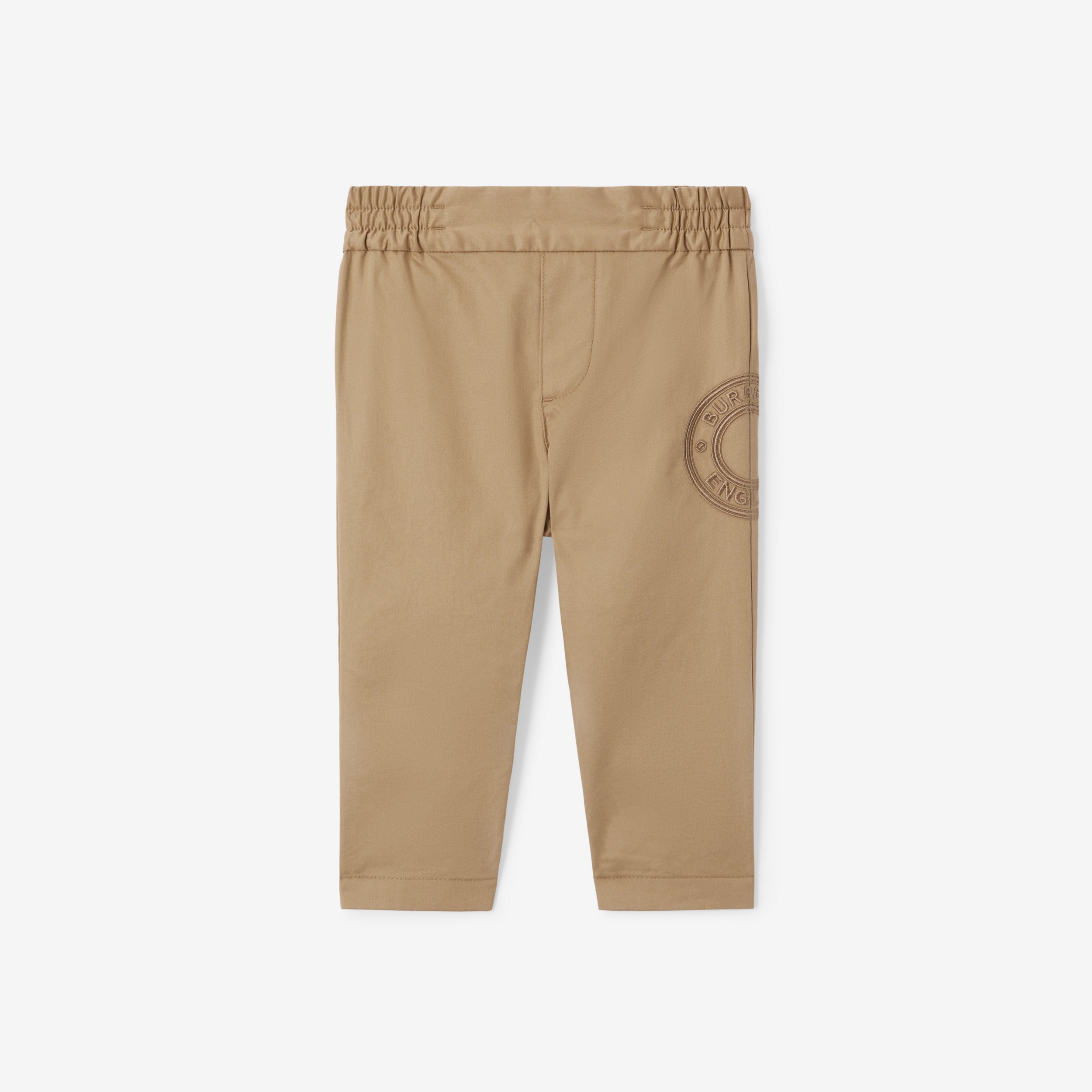 Pantalones en sarga de algodón con logotipo (Beige Vintage) - Niños | Burberry® oficial - 1