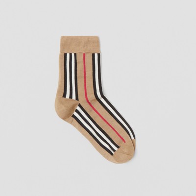 Icon Stripe Intarsia Ankle Socks in Archive Beige | Burberry® Official