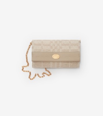 Cotswolds Chain Strap Wallet in Natural beige - Women, Linen, Cotton | Burberry® Official