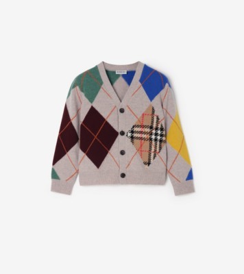アーガイル ウールカーディガン (ライトグレーメランジ) | Burberry