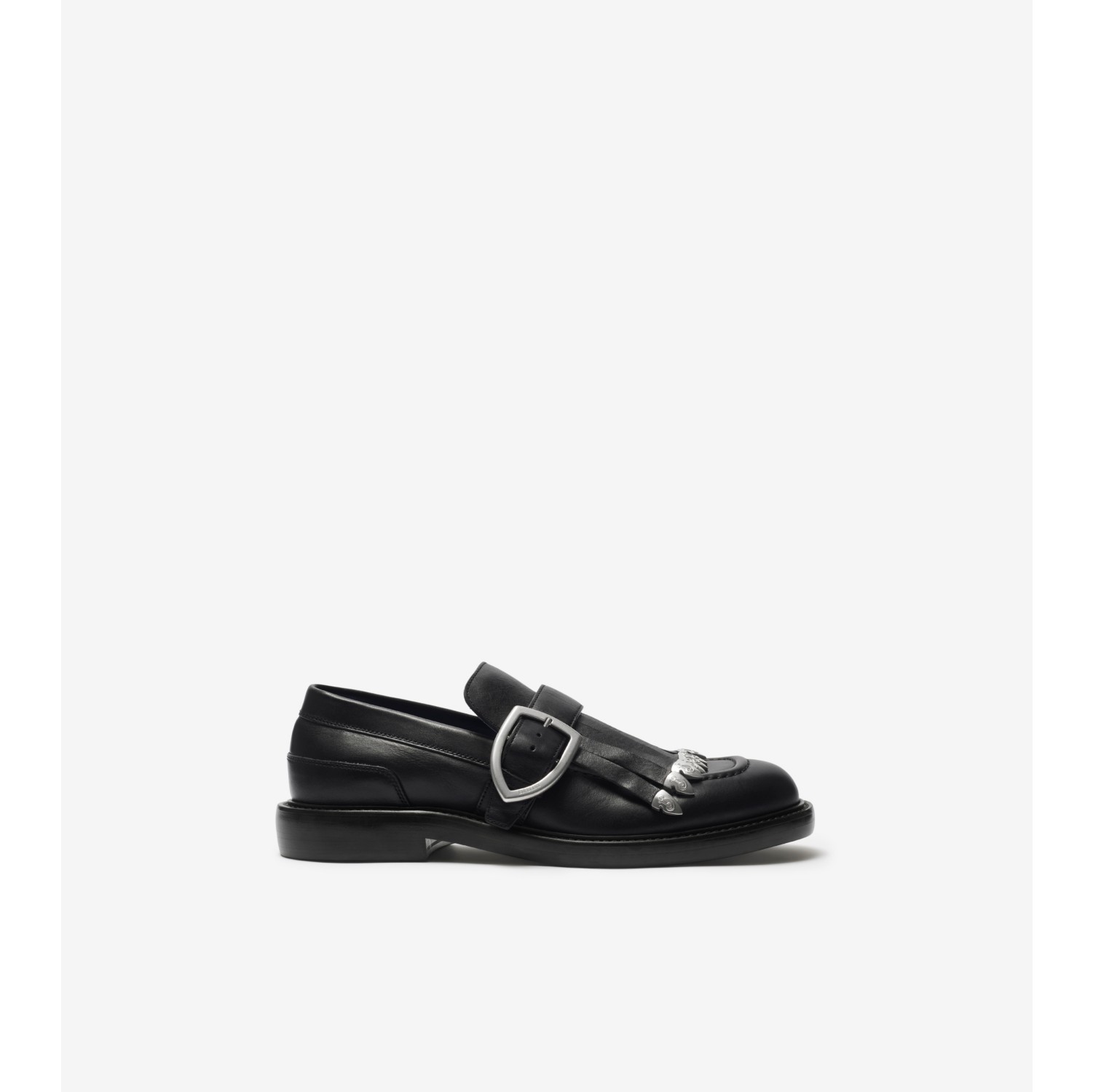 Leather Cobble Fringe Loafers