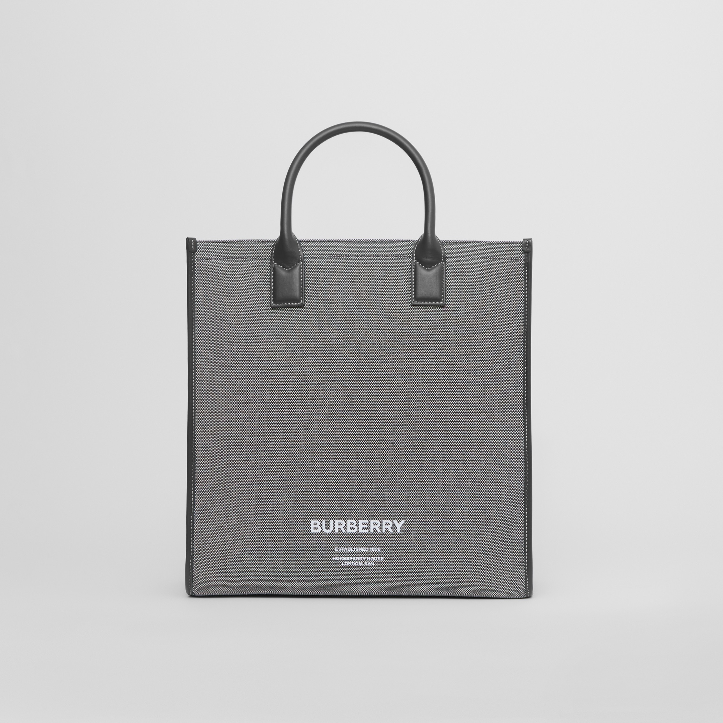Horseferry Print Cotton Canvas Tote in Black/grey - Men | Burberry® Official - 1
